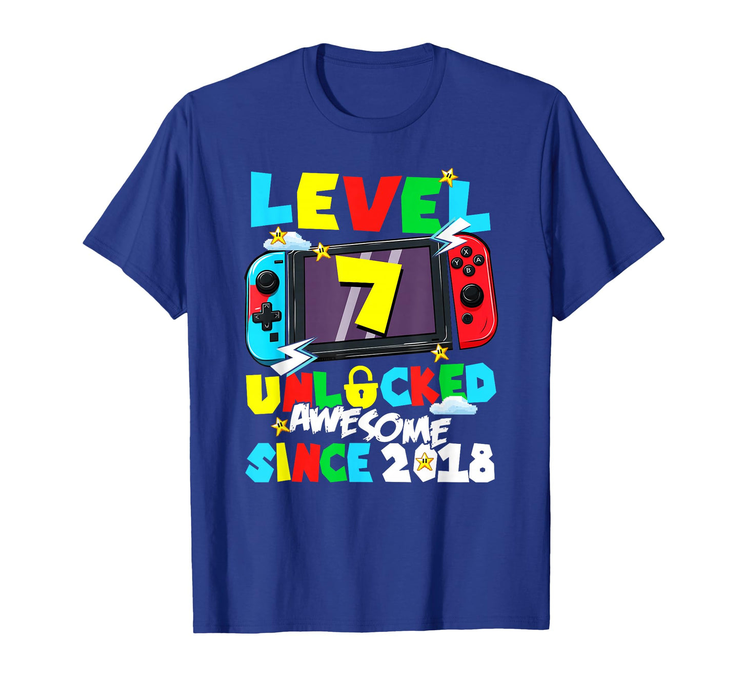 Level 7 Unlocked Awesome Since 2018 7th Birthday Video Gamer T-Shirt