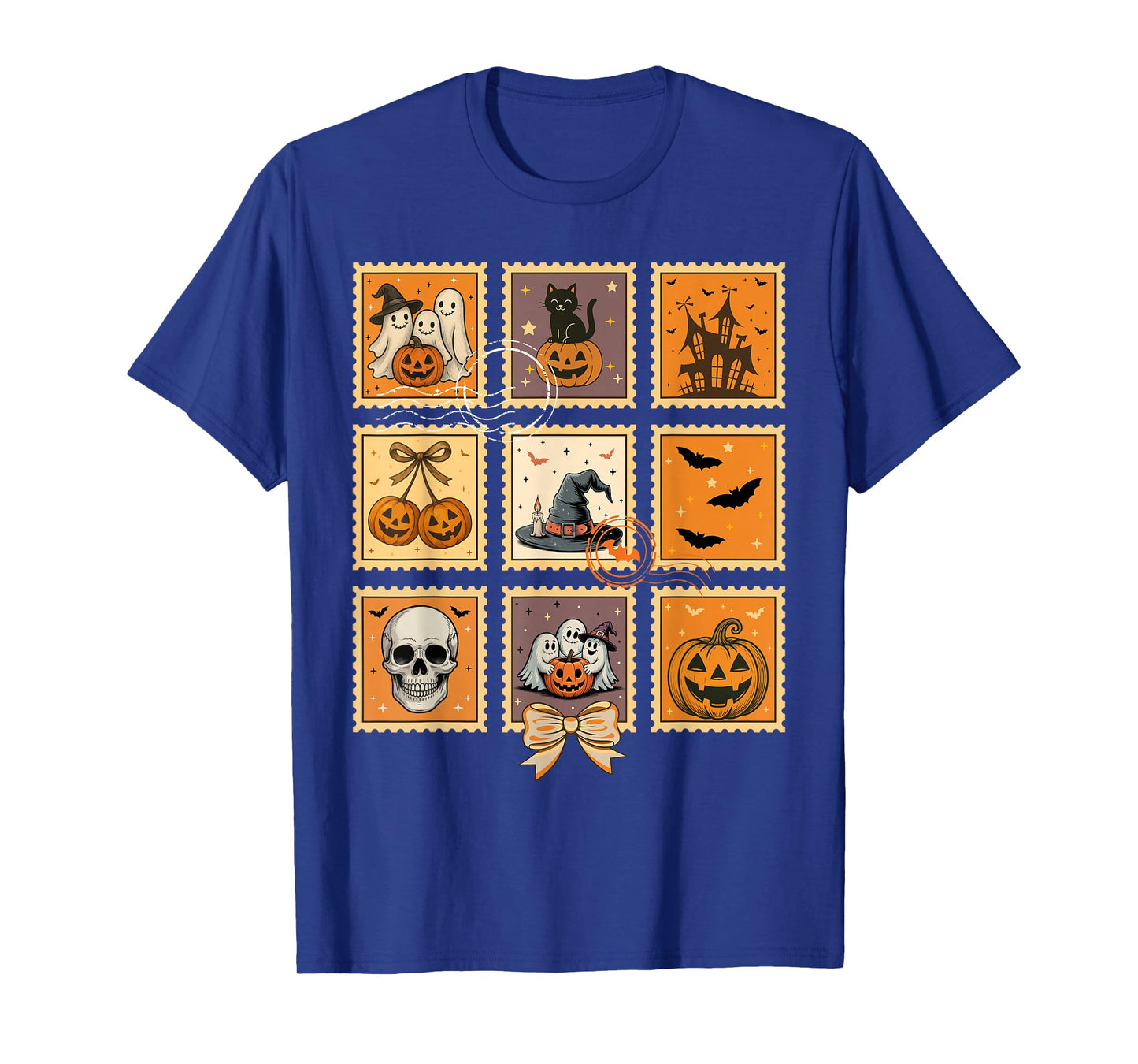 Spooky Halloween Postage Stamp Trick Or Treat Fall Auumn T-Shirt