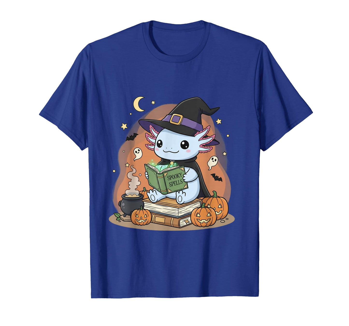 Cute Axolotl Halloween Witch Chibi Spooky Spells Kawaii T-Shirt