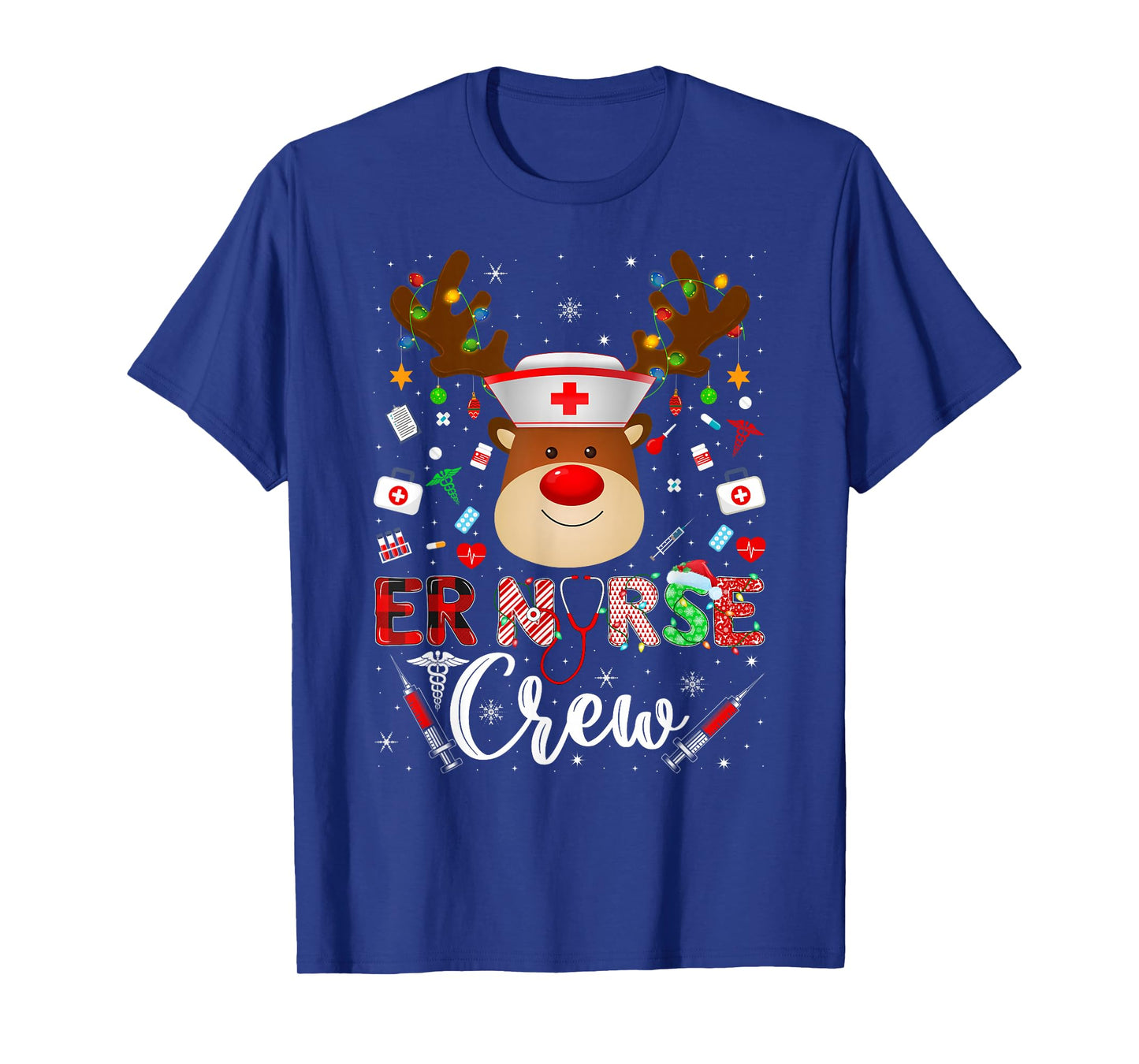 ER Nurse Crew Christmas Pajamas Reindeer Nurse Nursing Xmas T-Shirt