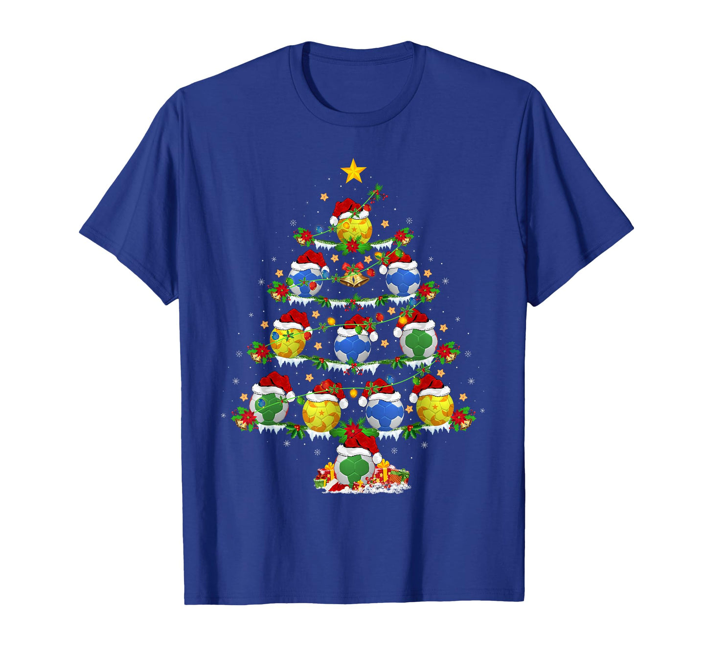 Handball Christmas Tree Lights Sports Player Xmas T-Shirt