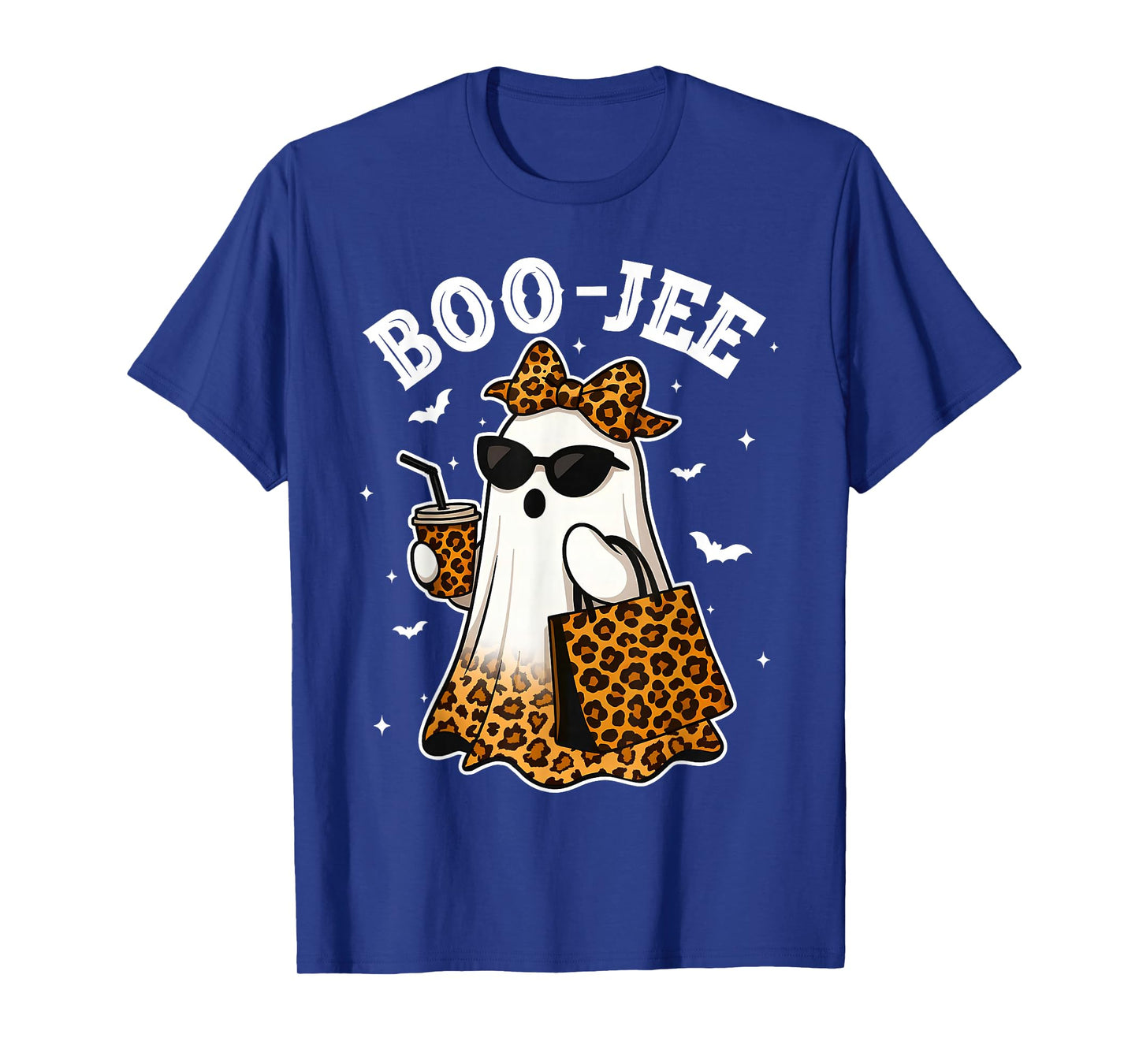 Coquette Leopard Ghost Coffee Boo-JEE Halloween Boujee Ghost T-Shirt