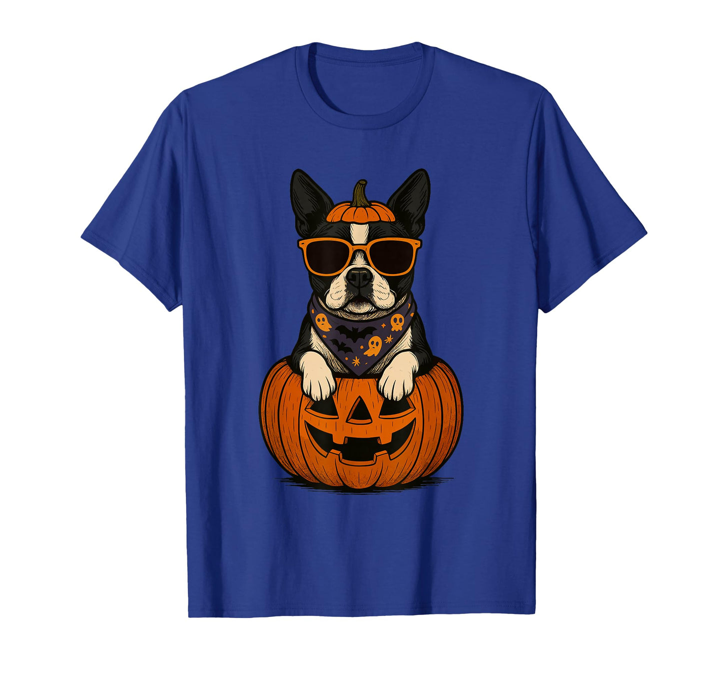 Spooky Boston Terrier Pumpkin Halloween Dog Lover T-Shirt