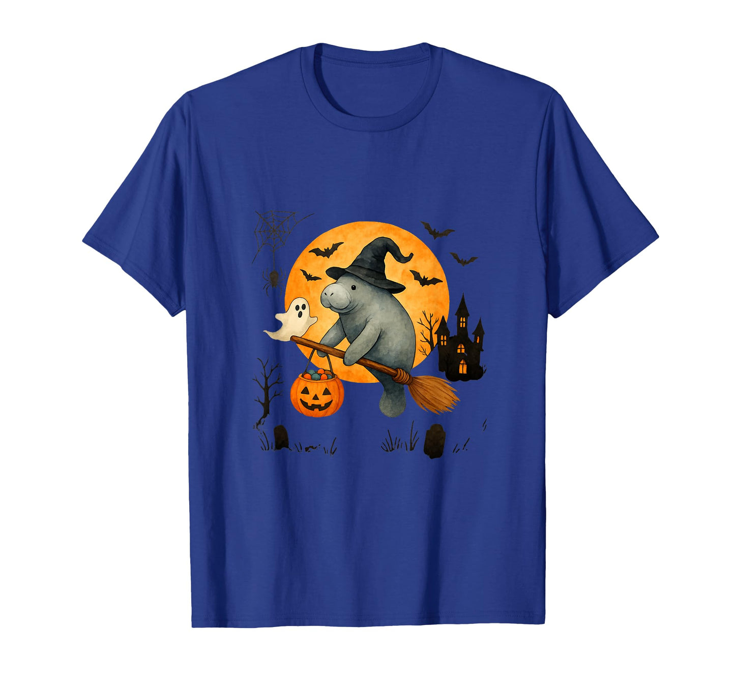 Manatee Witch Hat Pumpkin Halloween Costume Men Women Kids T-Shirt