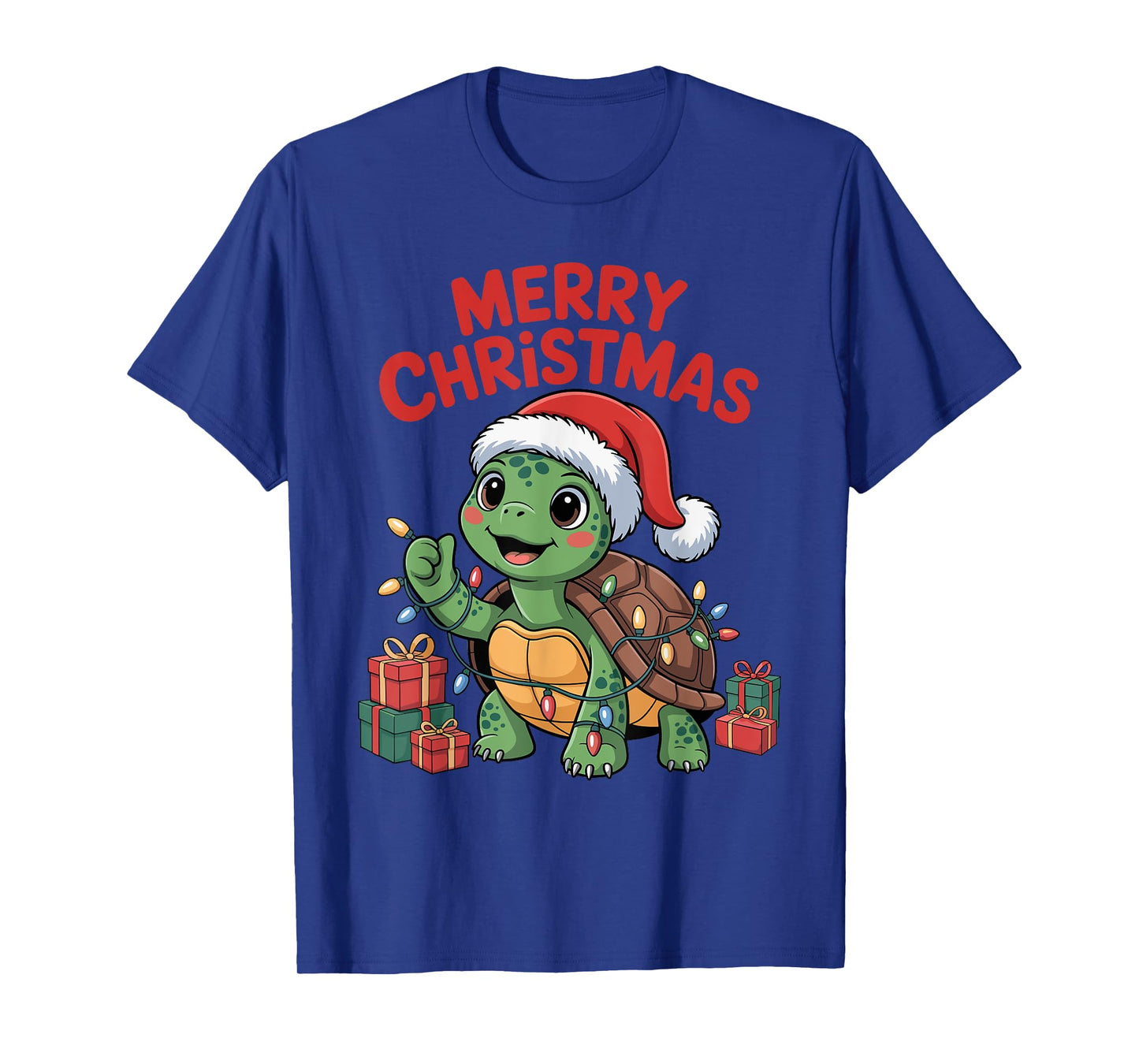 Funny Turtle Santa Hat Animals Lovers Ugly Christmas Pajamas T-Shirt