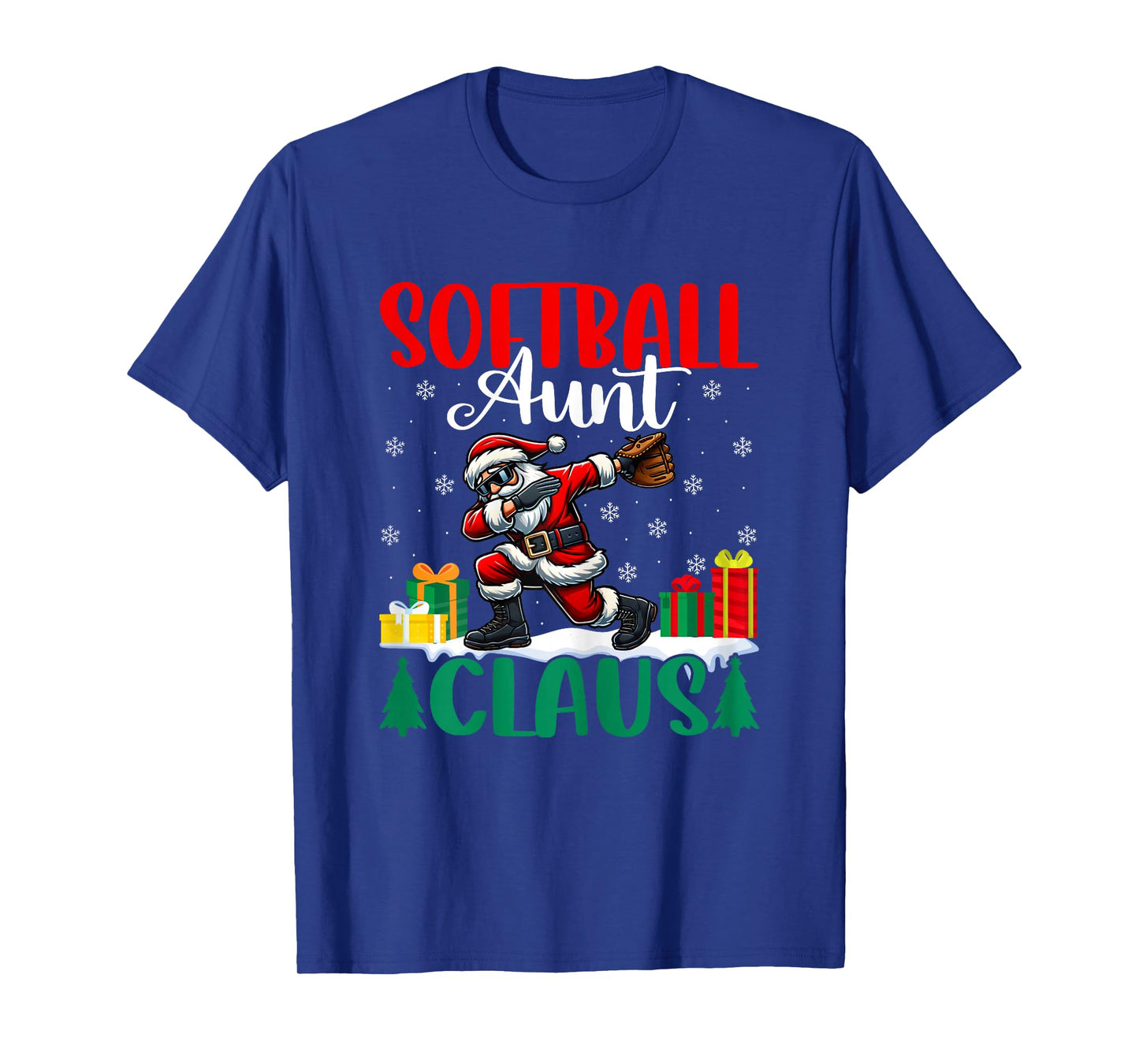 Softball Aunt Claus Dabbing Santa Softball Auntie Christmas T-Shirt