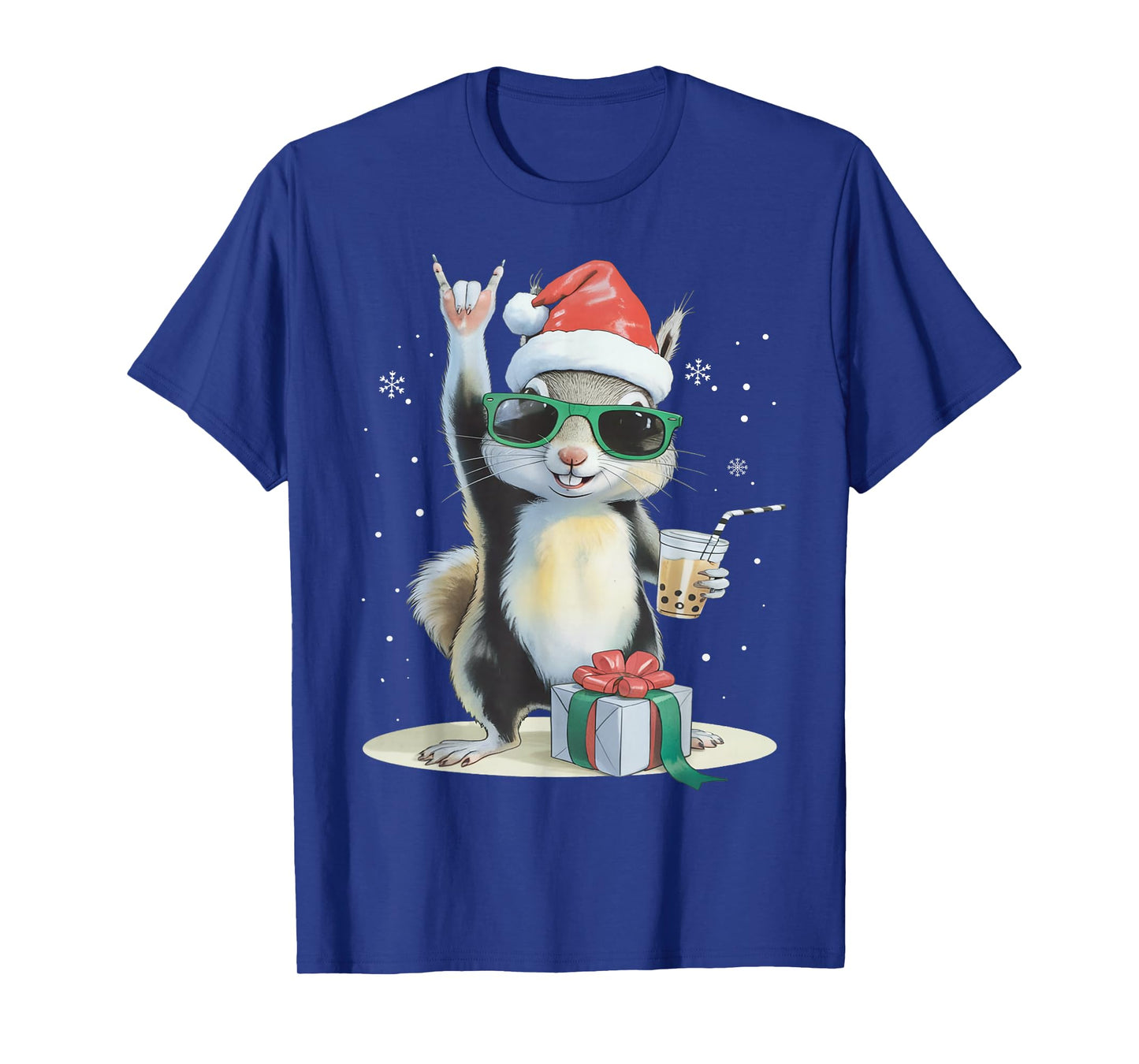 Christmas Kawaii Squirrel Bubble Tea Boba Squirrel Xmas T-Shirt