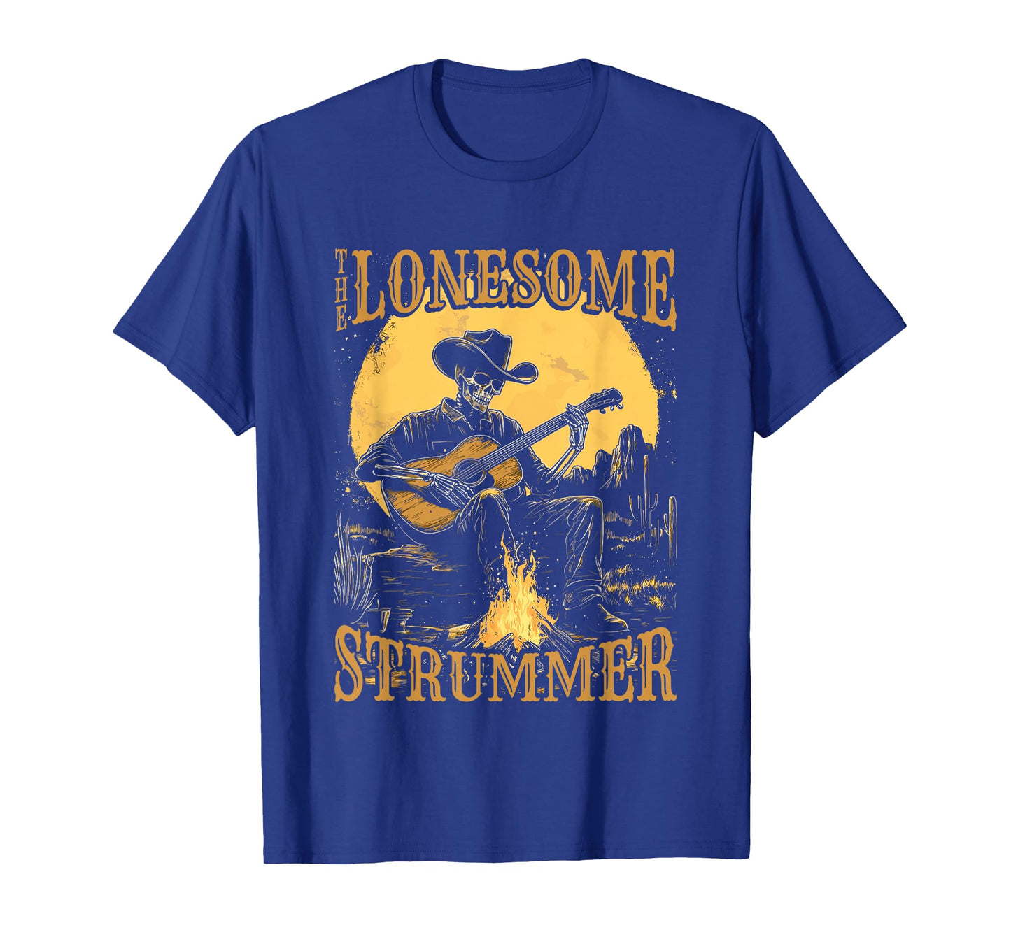 The Lonesome Strummer Acoustic Guitar Playing Skeleton T-Shirt