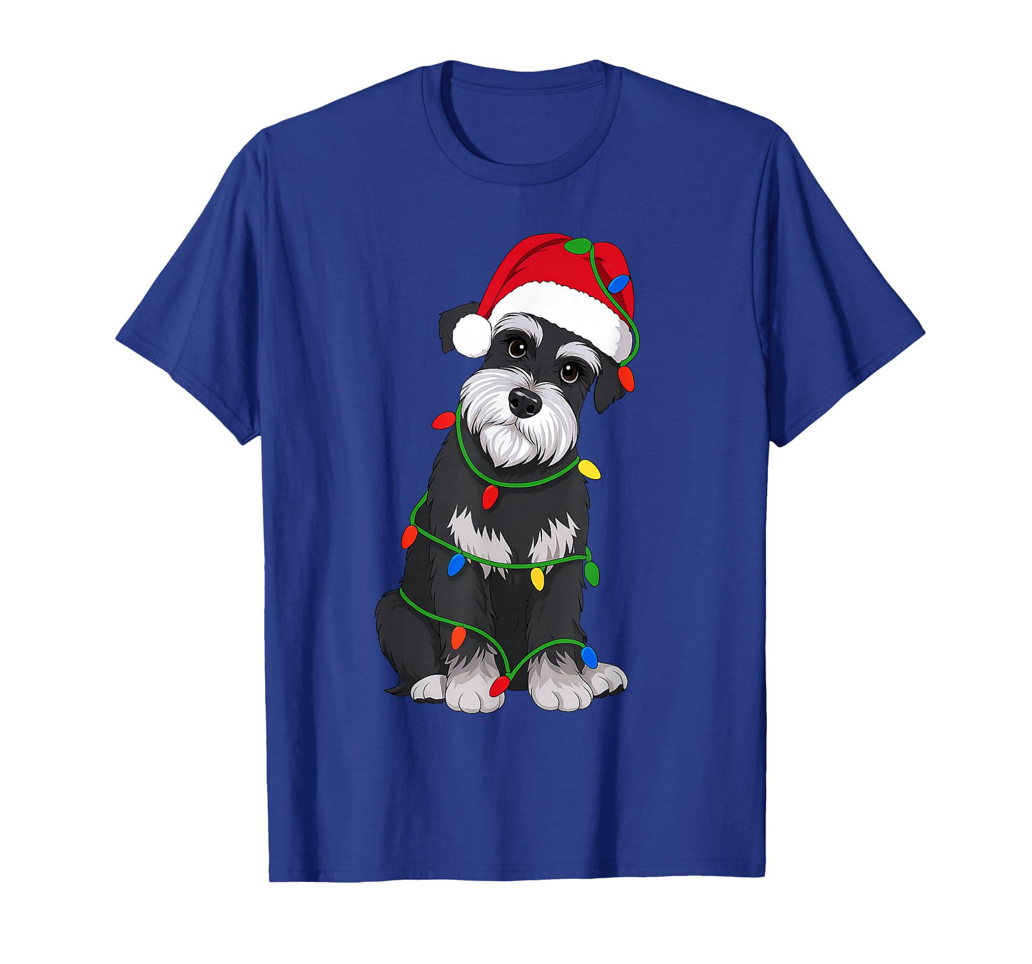 Schnauzer Christmas Tree Lights Holiday Dog Lover T-Shirt