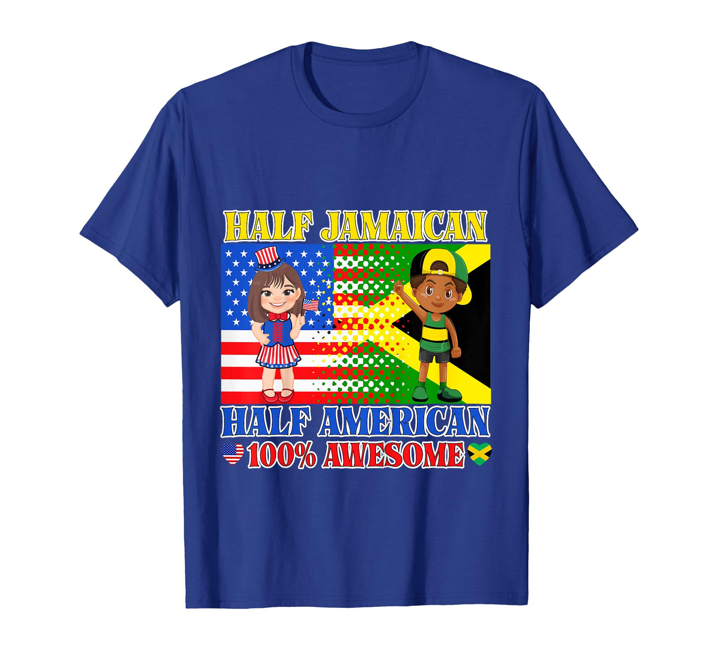 Half Jamaican Half American Toddler Jamaica US Flag Girl Boy T-Shirt
