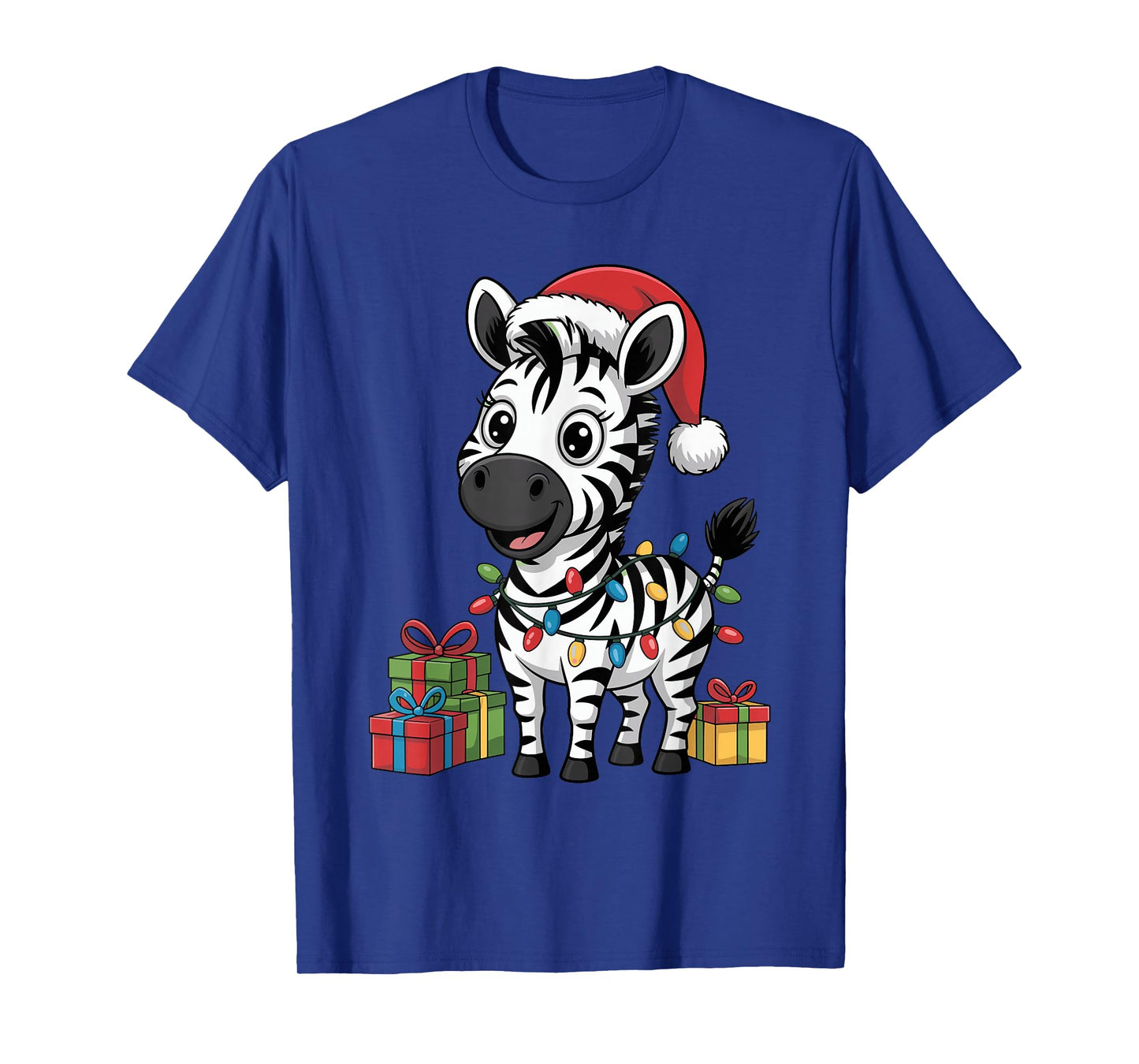 Zebra Santa Hat Christmas Design Funny Wild Animal Lovers T-Shirt