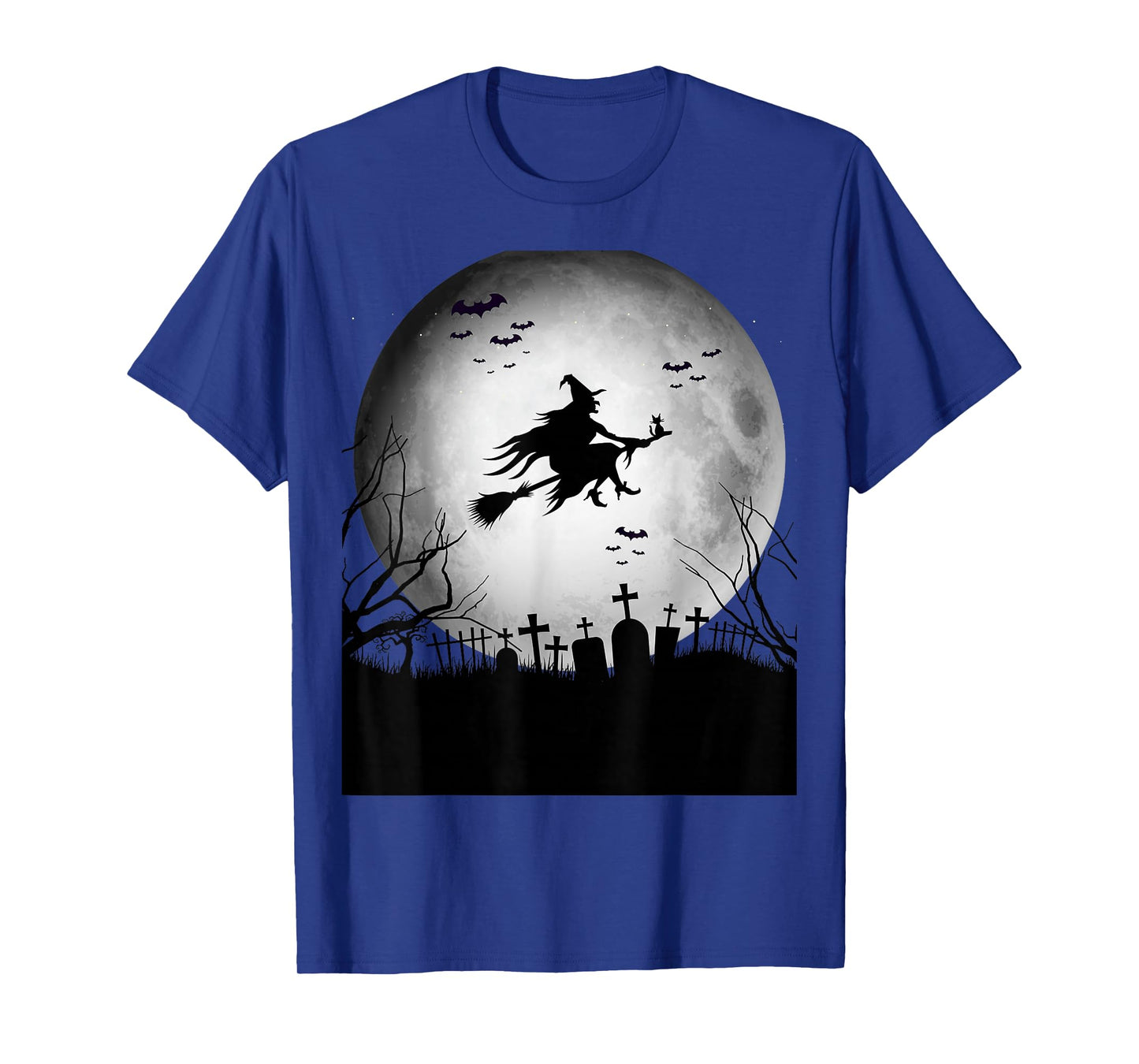 Flying Witch Halloween Spooky Grave Tee T-Shirt