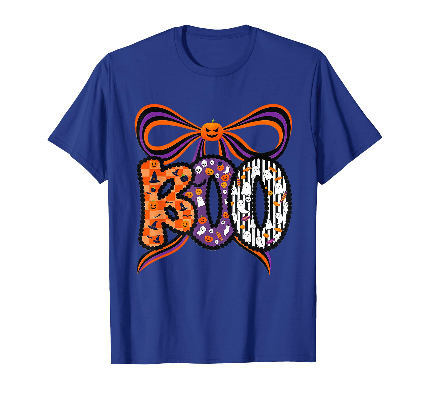 Boo Bow Pumpkin Ghost Funny Halloween Men Women T-Shirt