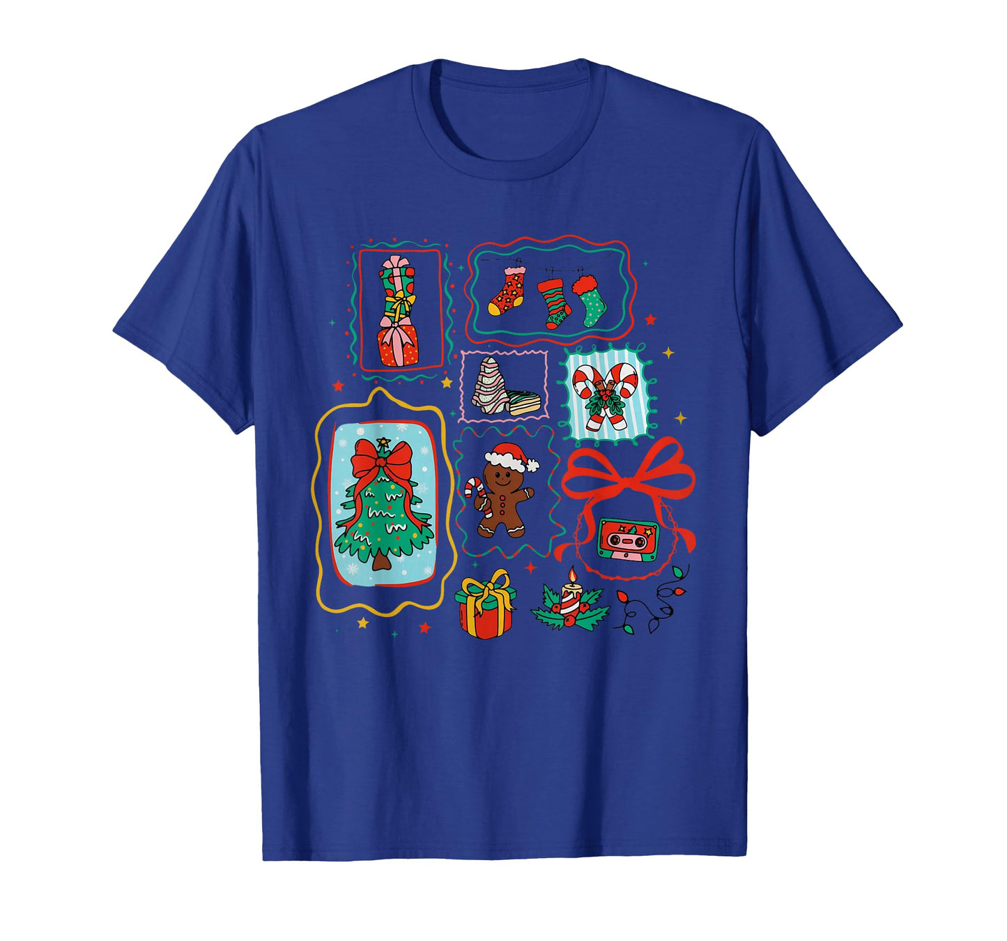 Cute Coquette Bow Christmas Santa Snowman Vintage Merry Xmas T-Shirt