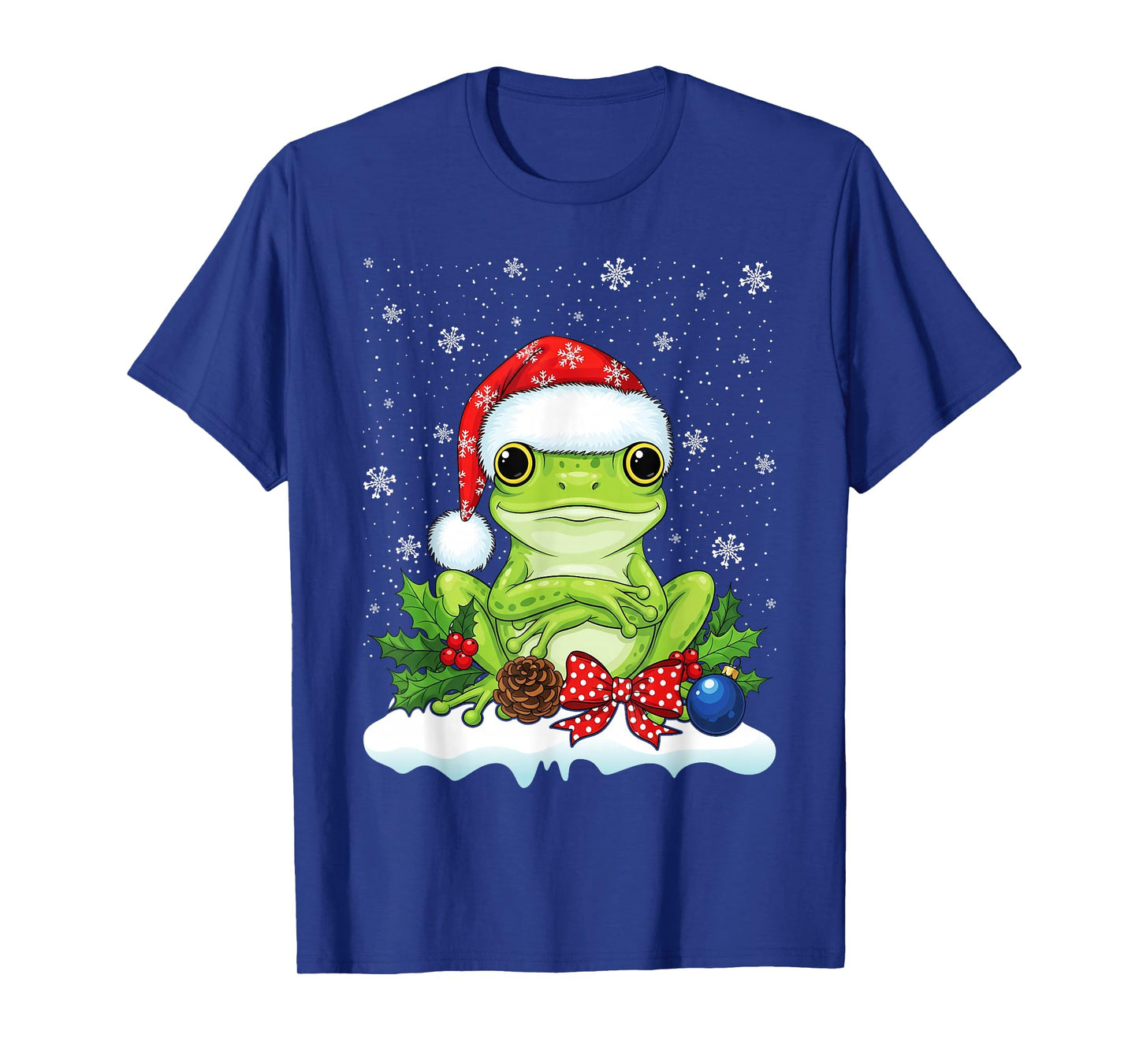 Frog Christmas Santa Hat Xmas Kids Boys Girls T-Shirt