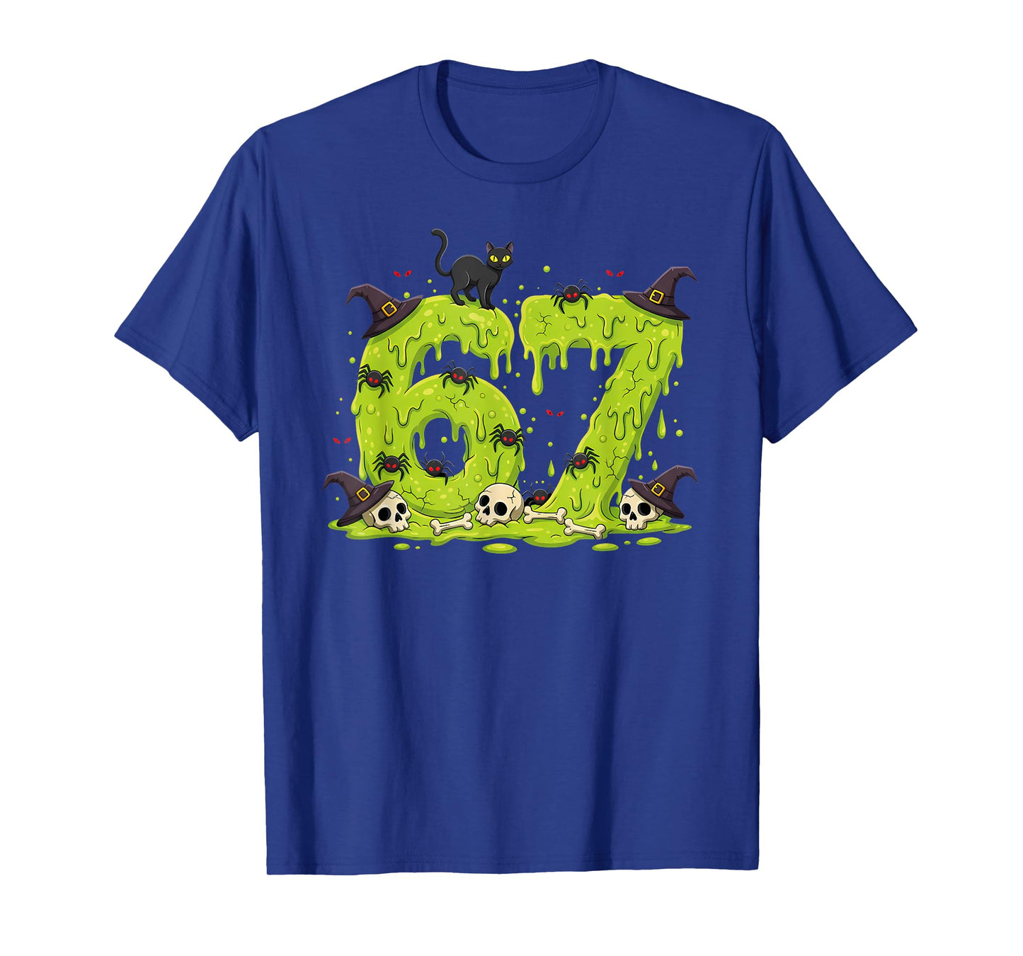 Witch Cat Number 67 Meme Six Seven Gen Alpha Slang Halloween T-Shirt