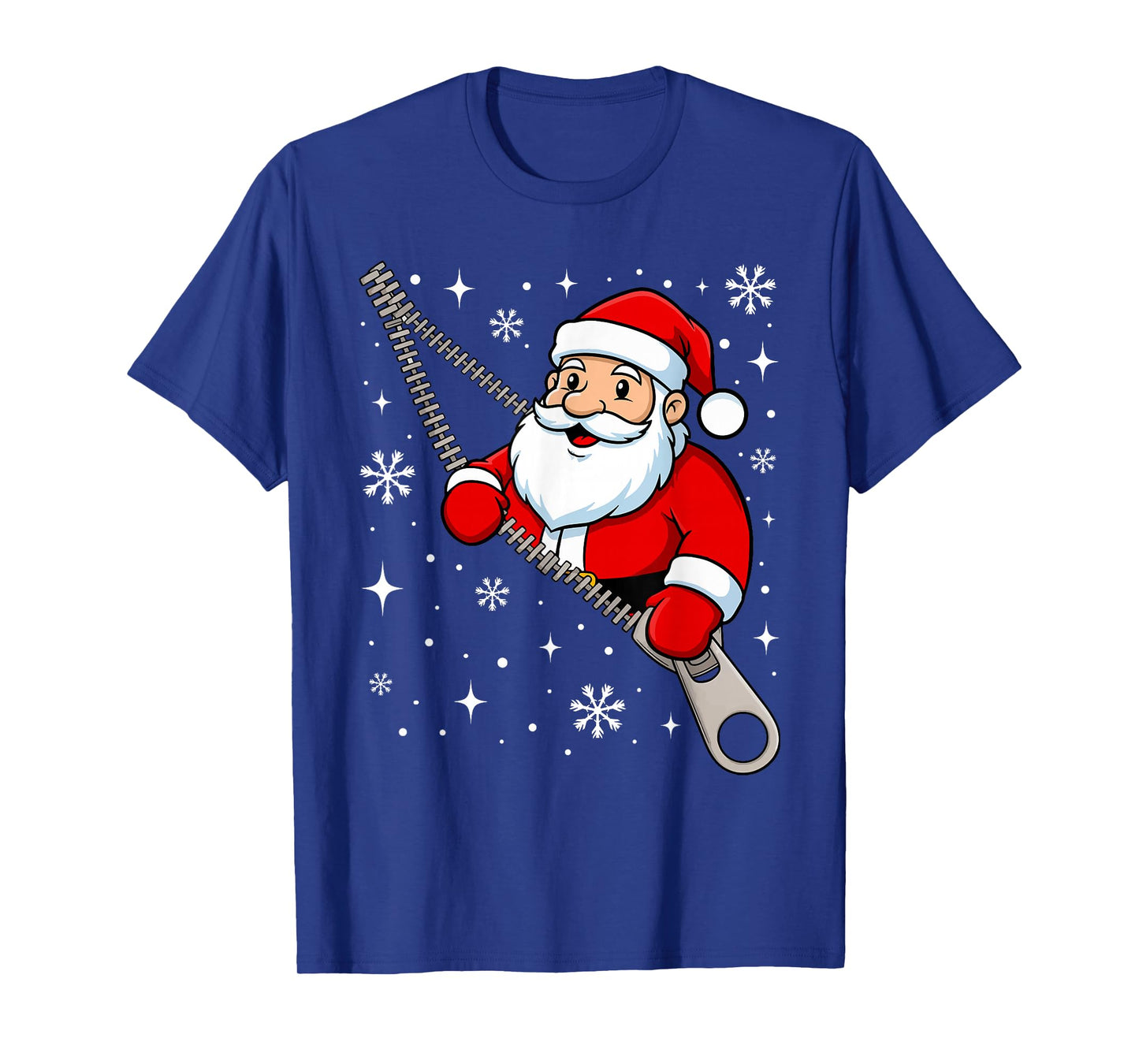 Santa Emerging from A Zipper Funny Christmas Pajama Family T-Shirt