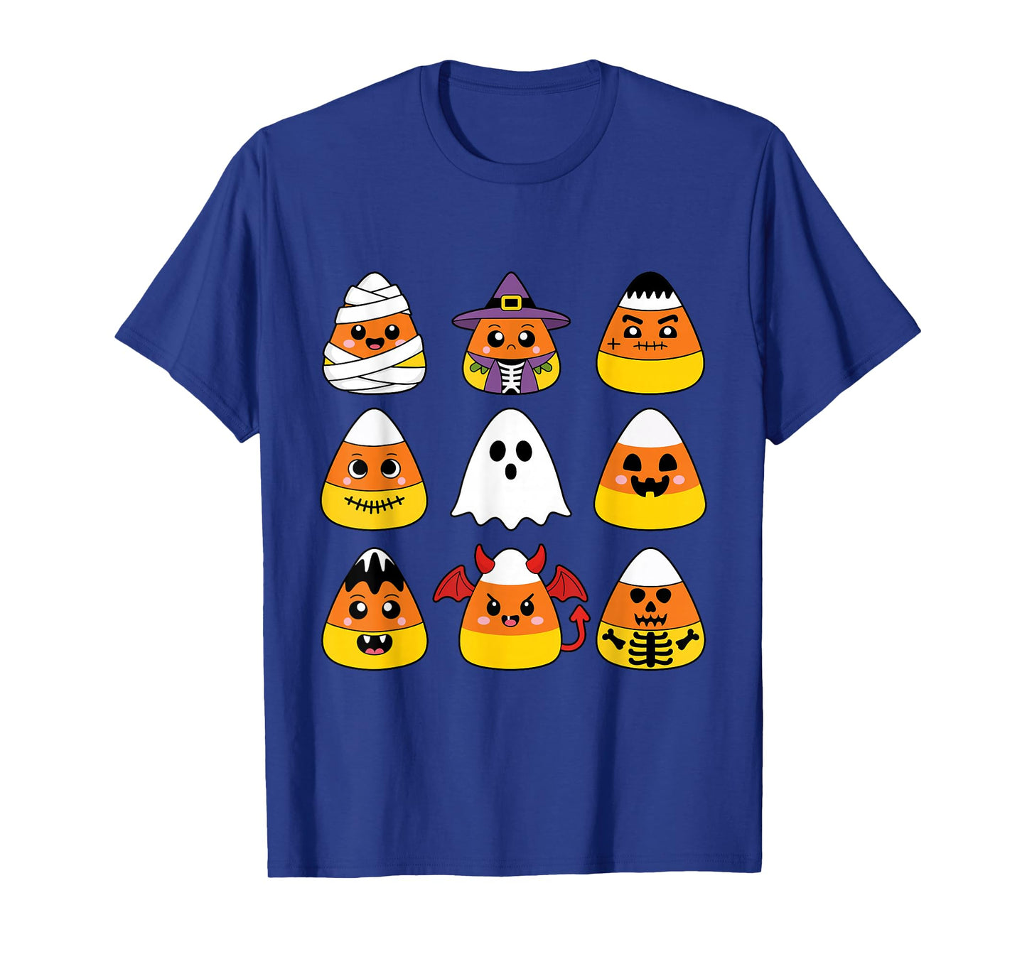 Candy Corn Cute Characters Halloween Mummy Ghost Pumpkin T-Shirt
