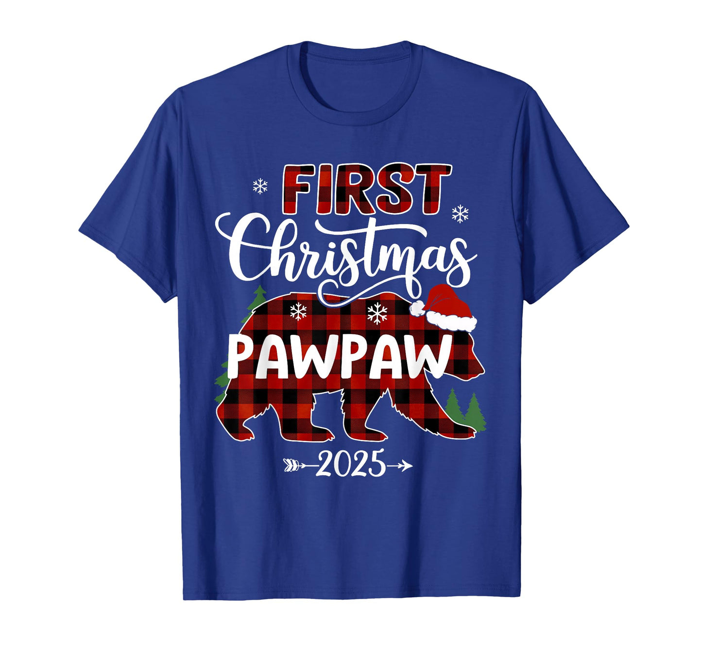 Pregnancy First Christmas Pawpaw Red Plaid Bear Santa 2025 T-Shirt