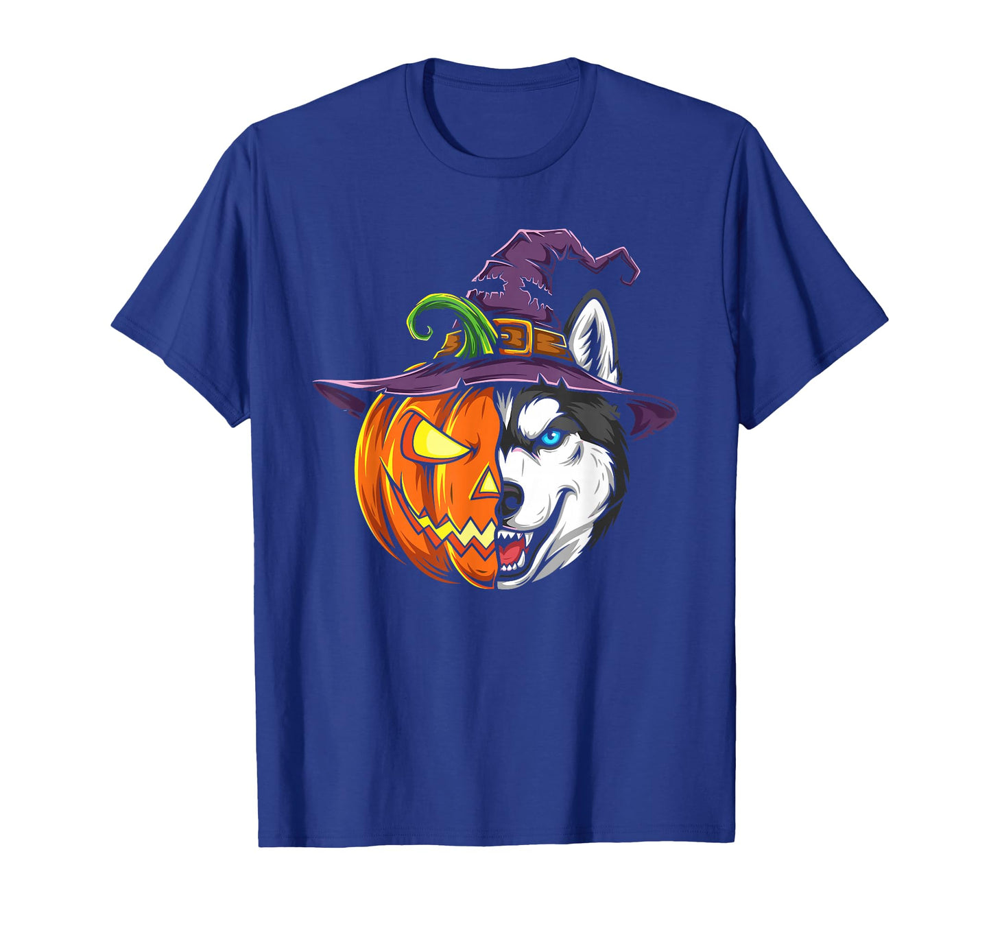 Siberian Husky Pumpkin Jack O Lantern Halloween Mens Womens T-Shirt