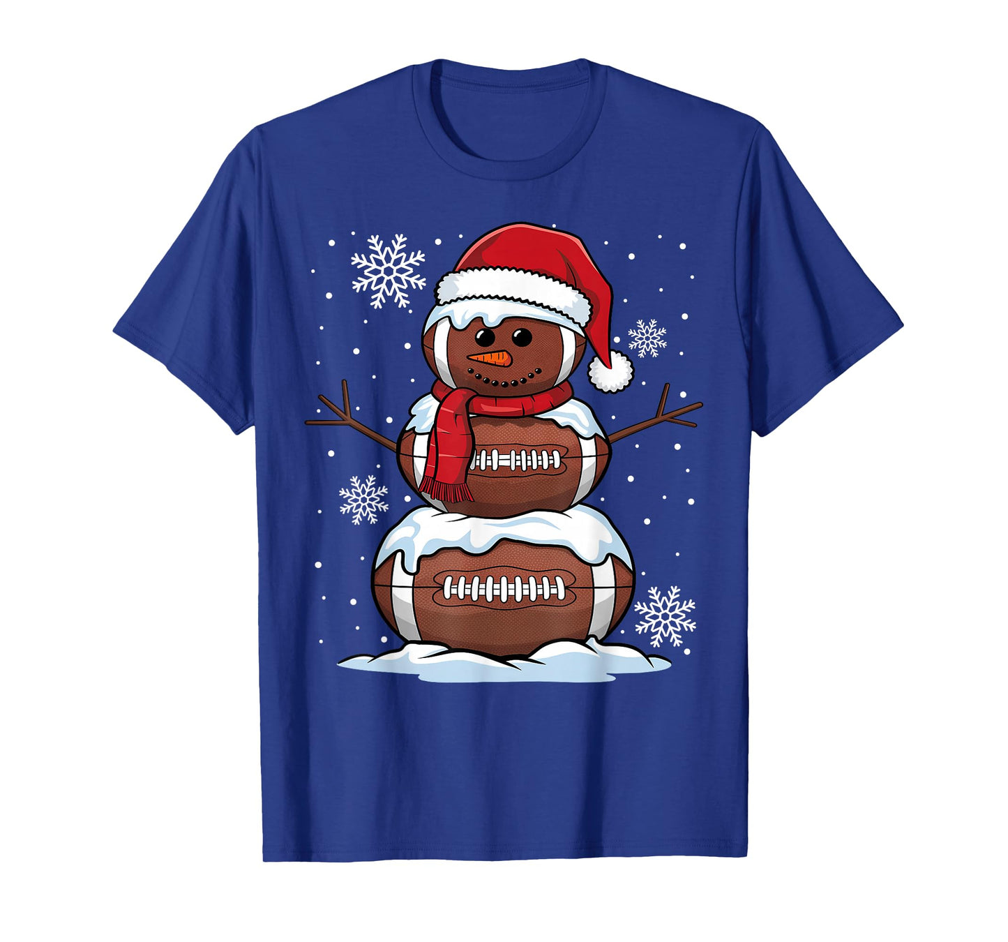 Merry Christmas Football Snowman Holiday Sports Xmas Pajamas T-Shirt
