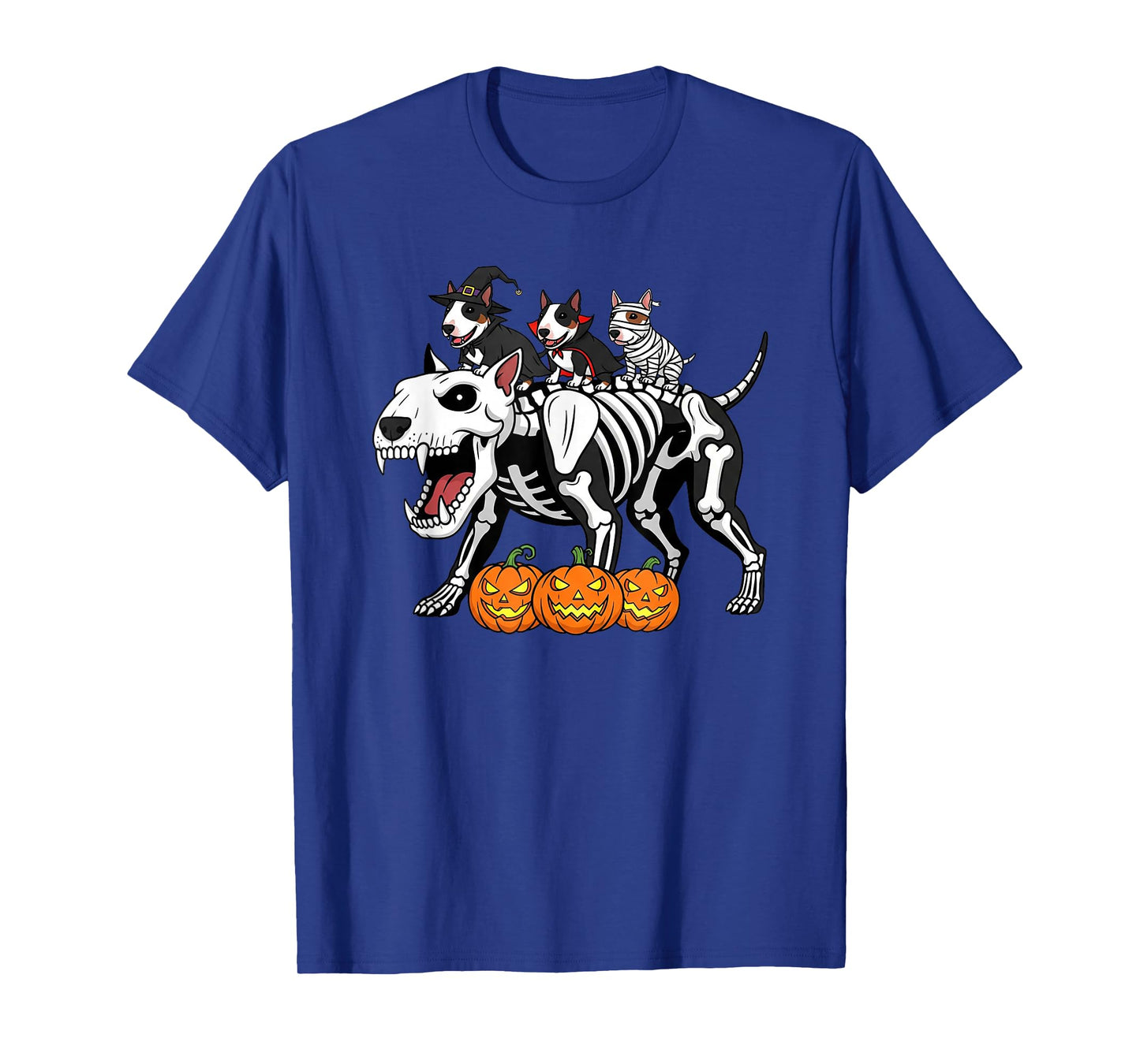 Bull Terrier Skeleton Mummy Witch Halloween Kids Mens Womens T-Shirt