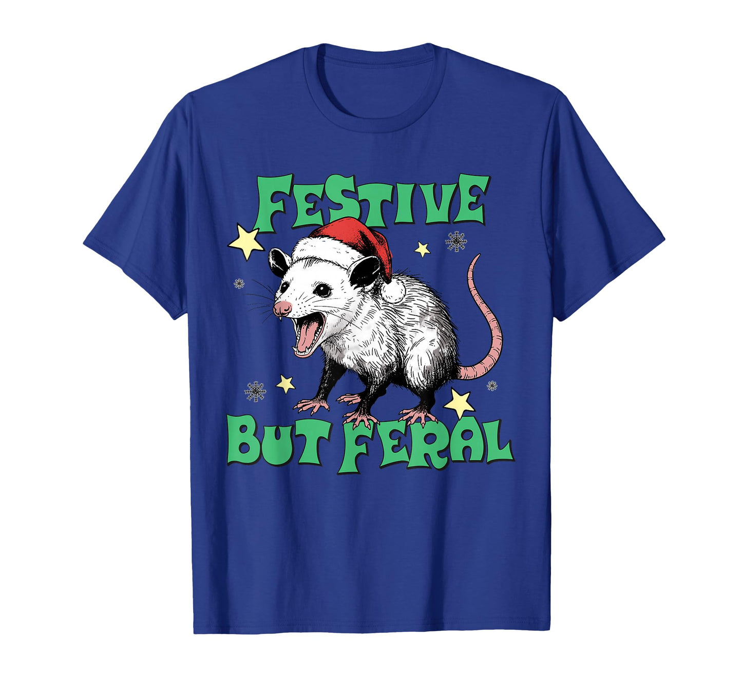 Festive But Feral Possum Design Christmas Humor T-Shirt