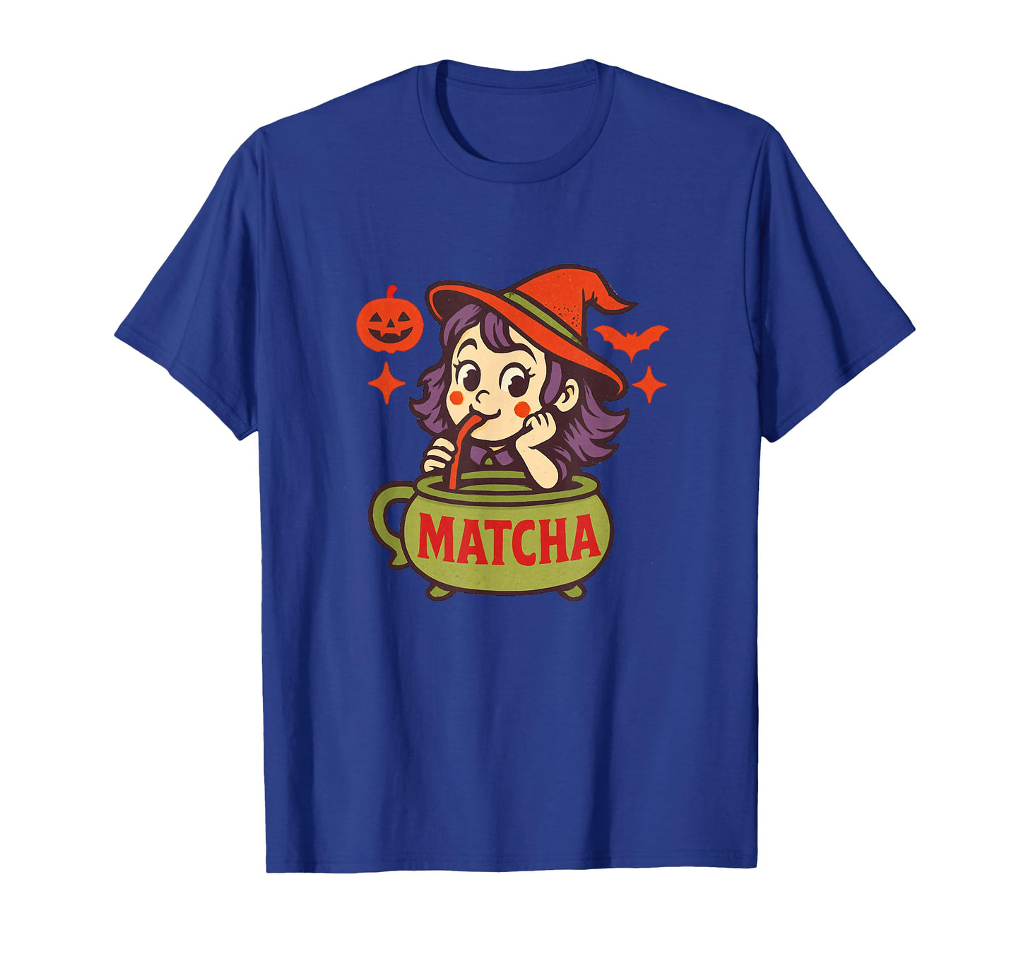 Halloween Witch Drinking Matcha from Cauldron Design T-Shirt