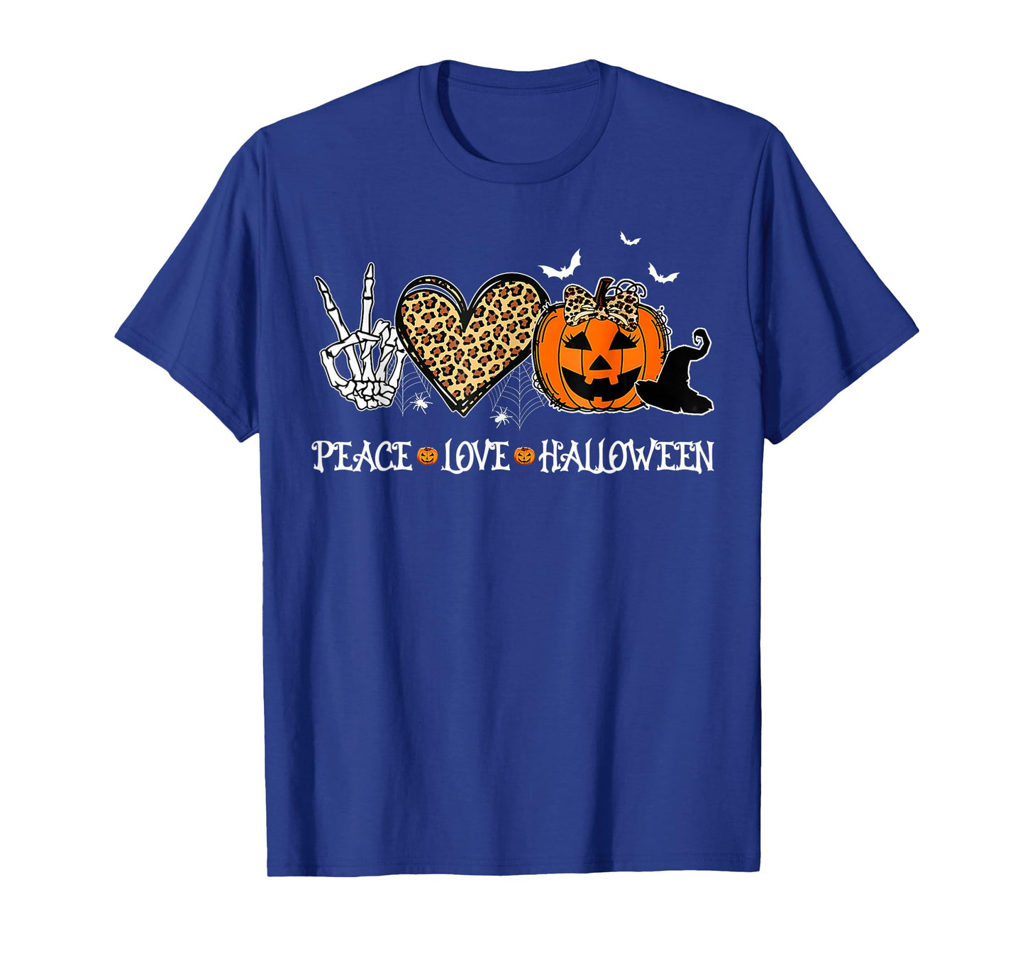 Peace Love Halloween Happy Halloween Pumpkin Leopard Heart T-Shirt