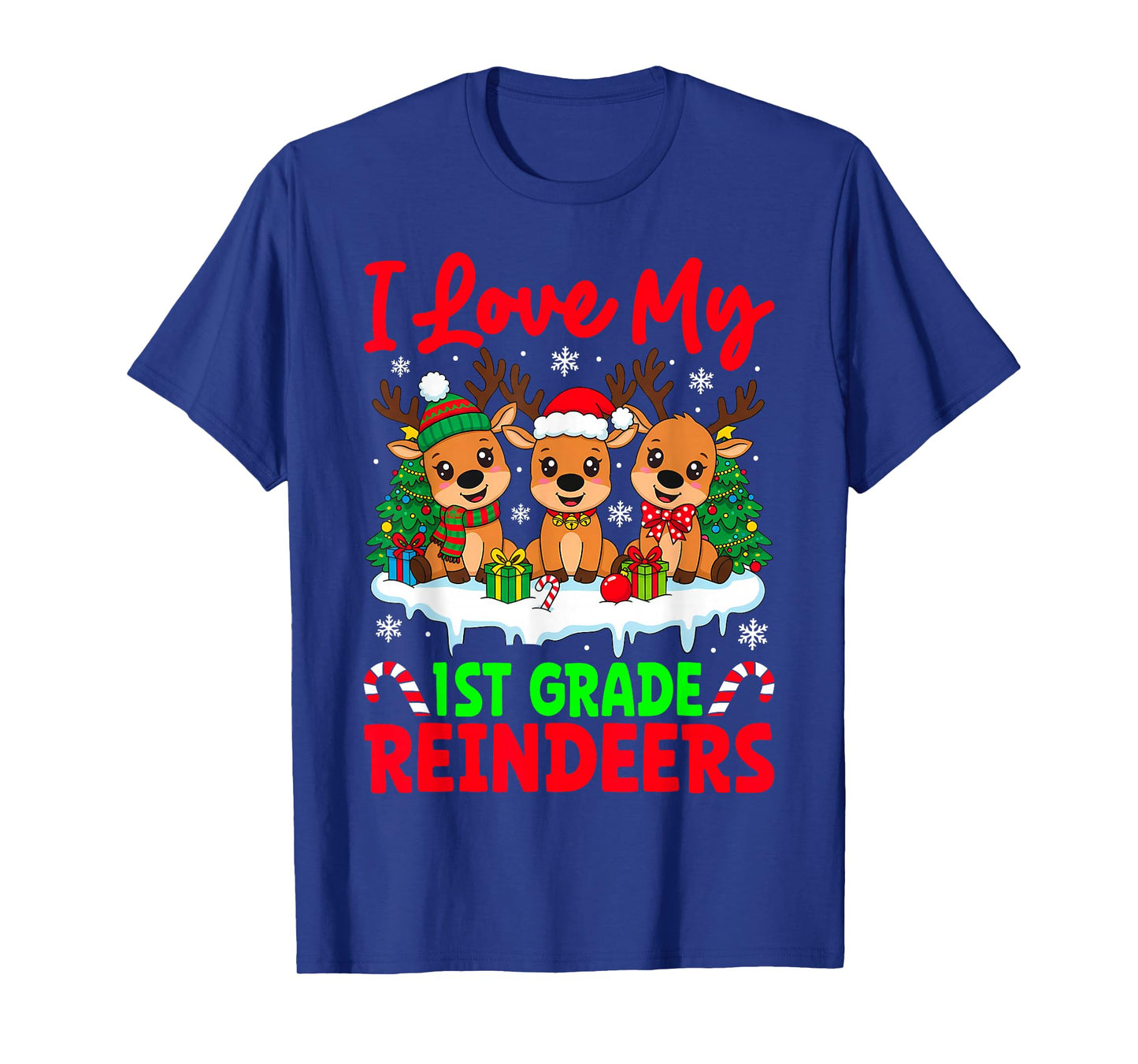 I Love My 1st Grade Reindeers Three Reindeer Teacher Xmas T-Shirt