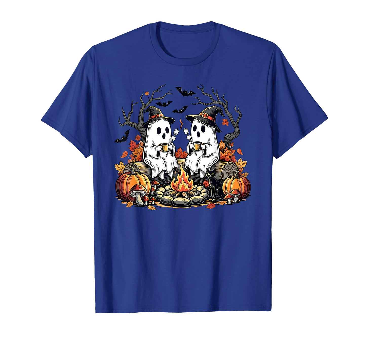 Spooky Camping Crew Ghosts Halloween Campfire Vintage Boo T-Shirt