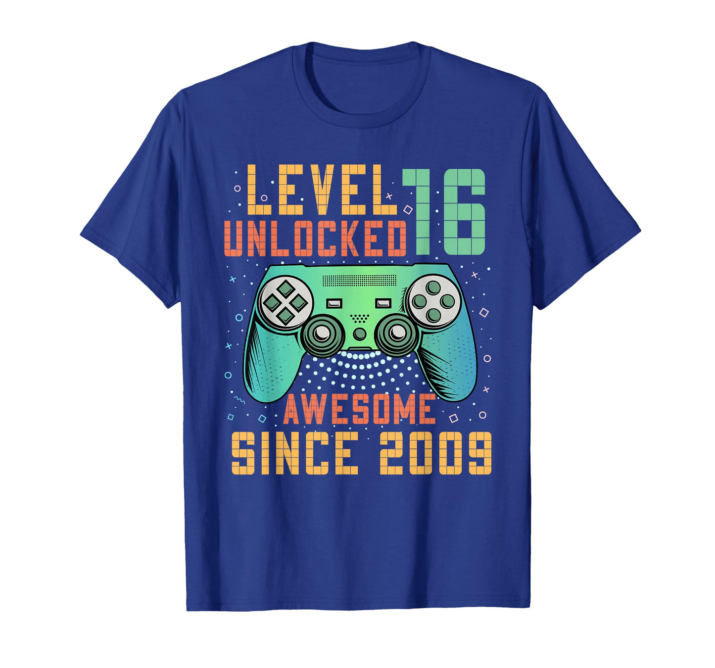 Awesome Since 2009 16 Birthday Boy Gamer Gifts Level 16 Unlocked 16th Birthday T-Shirt Black Unisex Kids Boys Gaming Retro Controller Design Classic Fit Short Sleeve T-Shirt