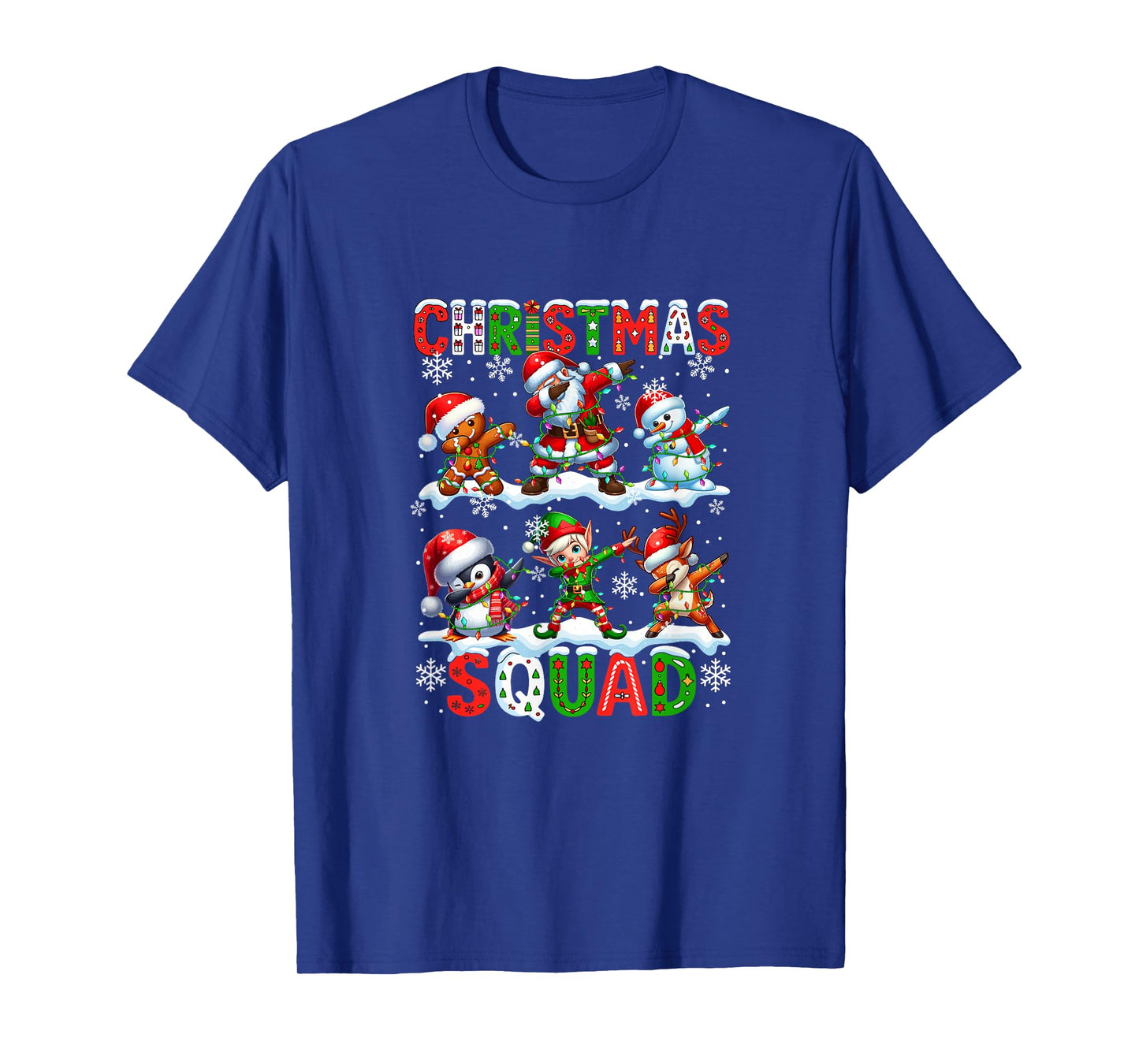 Christmas Squad Dabbing Gingerbread Reindeer Santa Snowman T-Shirt