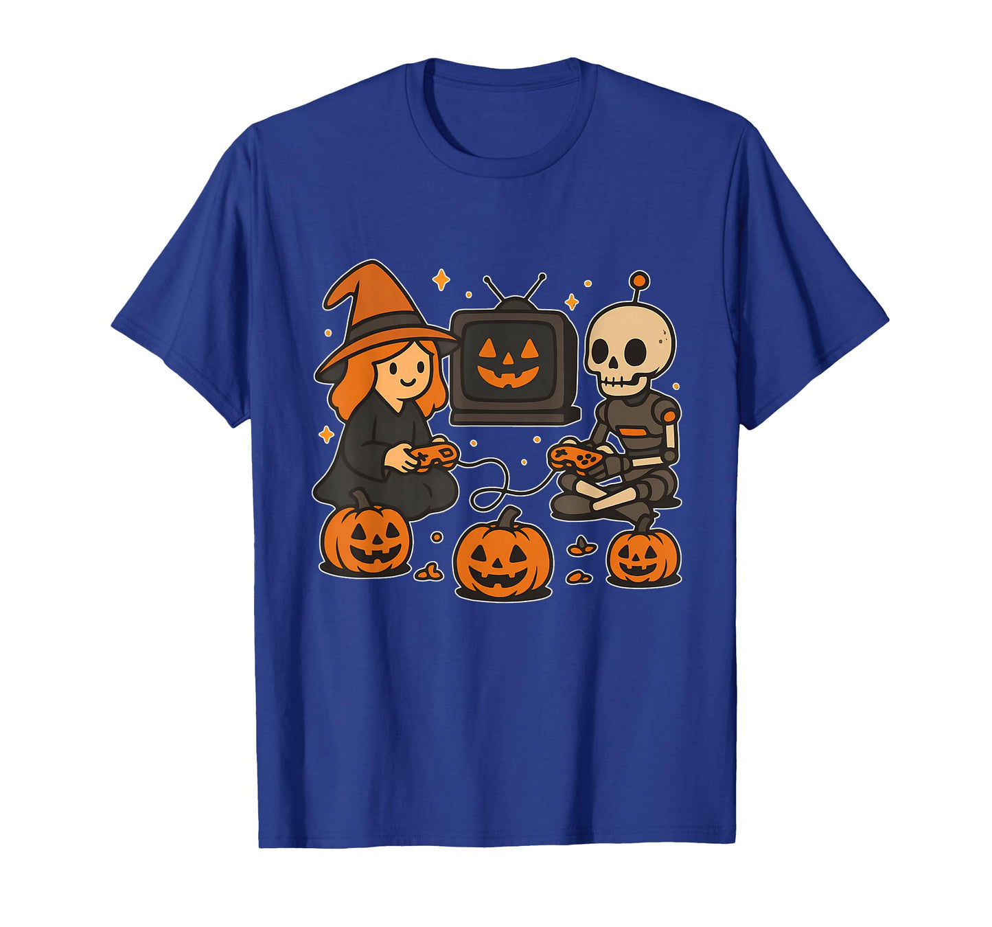Witch and Robot Skeleton Gaming T-Shirt