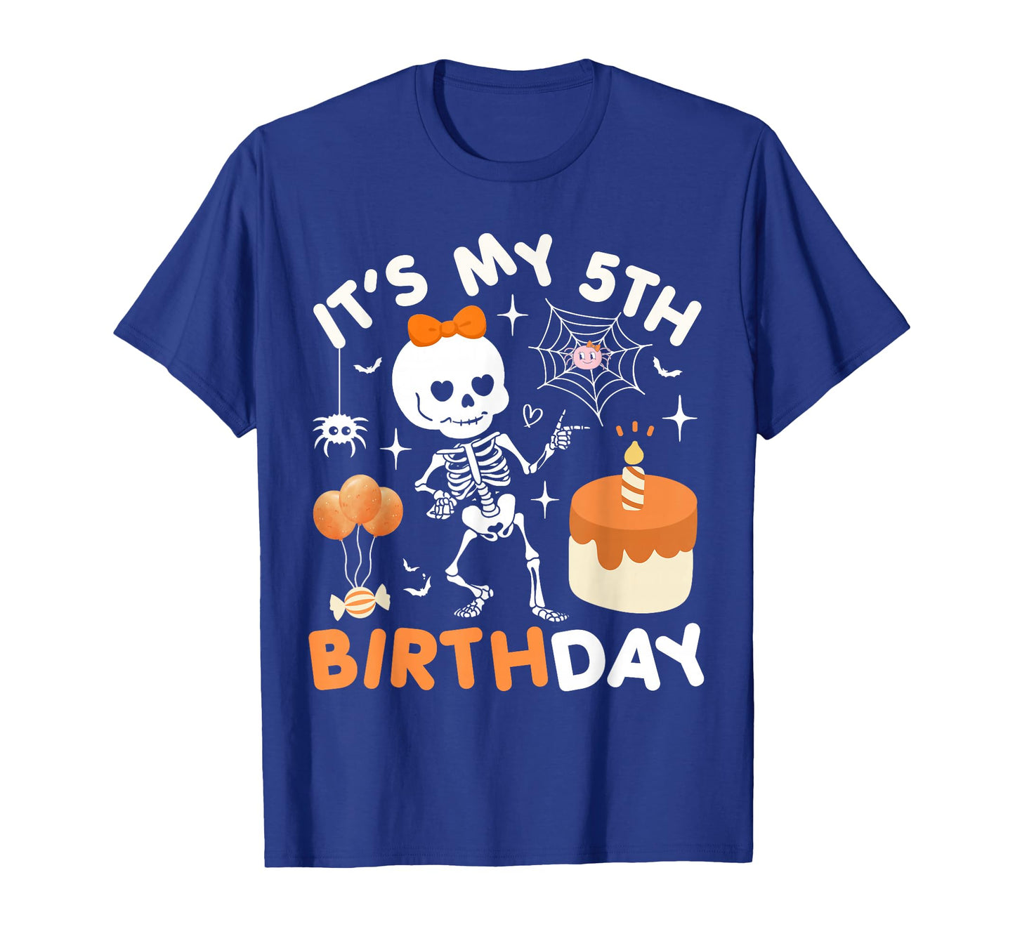 Its My 5th Birthday Funny Halloween Skeleton Birthday 5 Girl T-Shirt