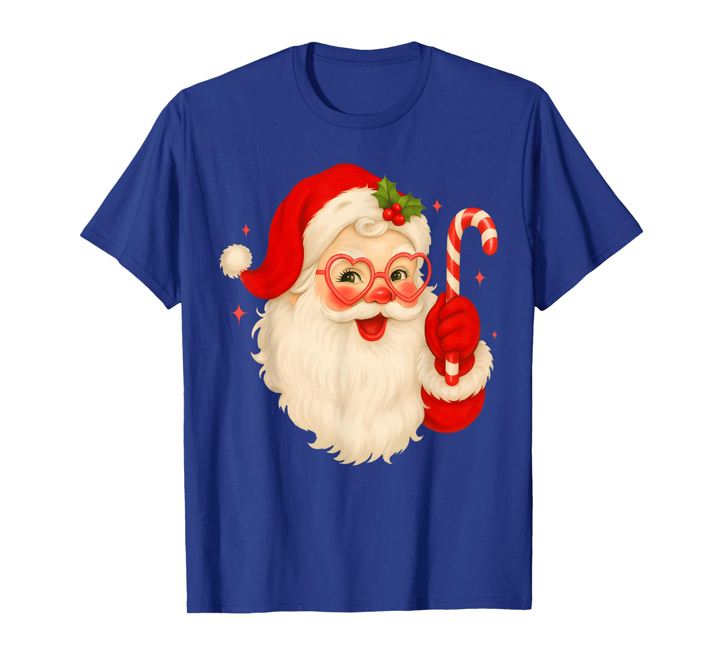 Vintage Santa Claus Merry Christmas Men Women Candy Cane T-Shirt
