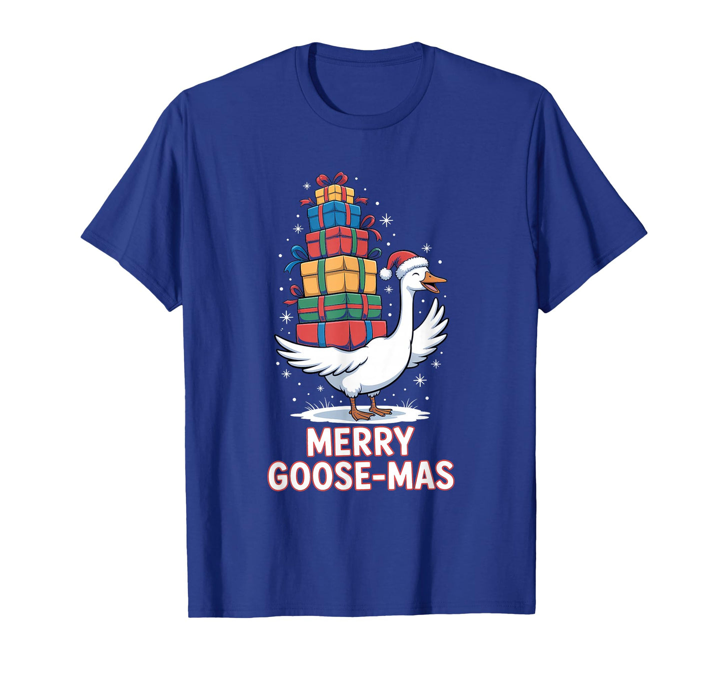 Merry Goose-mas with Xmas Presents Funny Christmas Goose T-Shirt