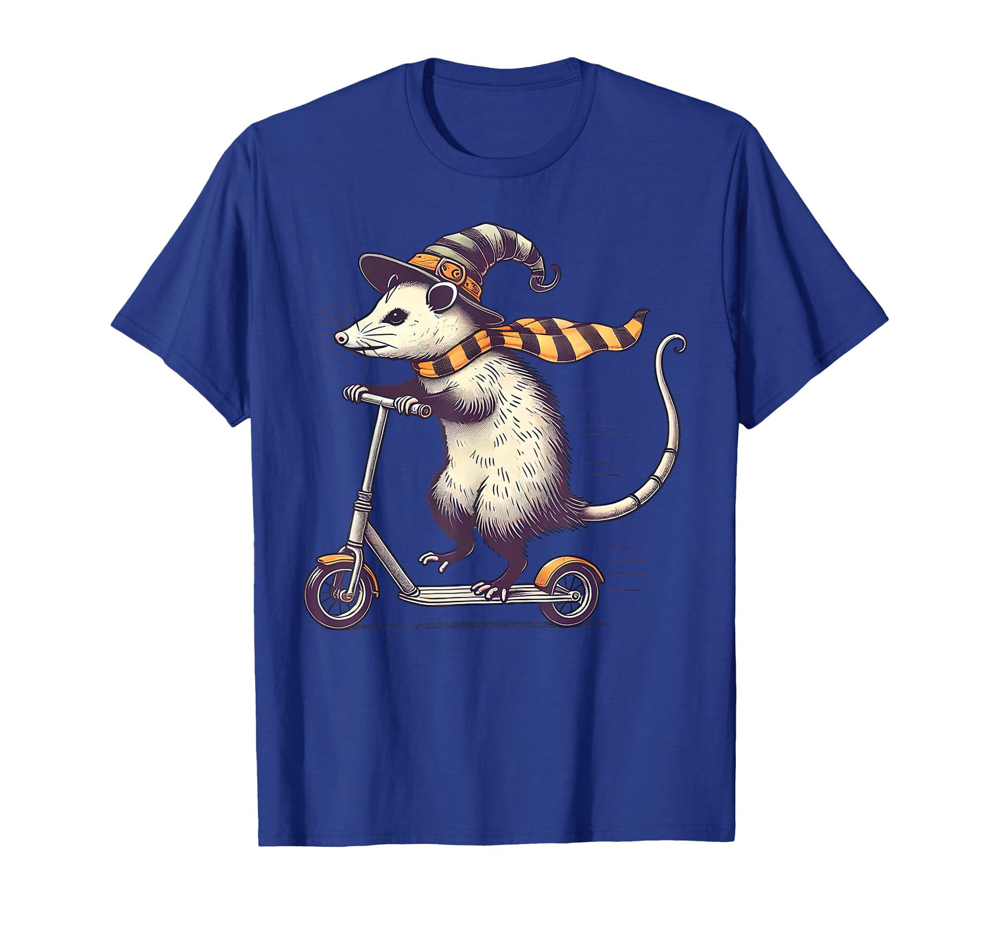 Witch Opossum Riding Scooter Halloween Pumpkin Autumn Fall T-Shirt