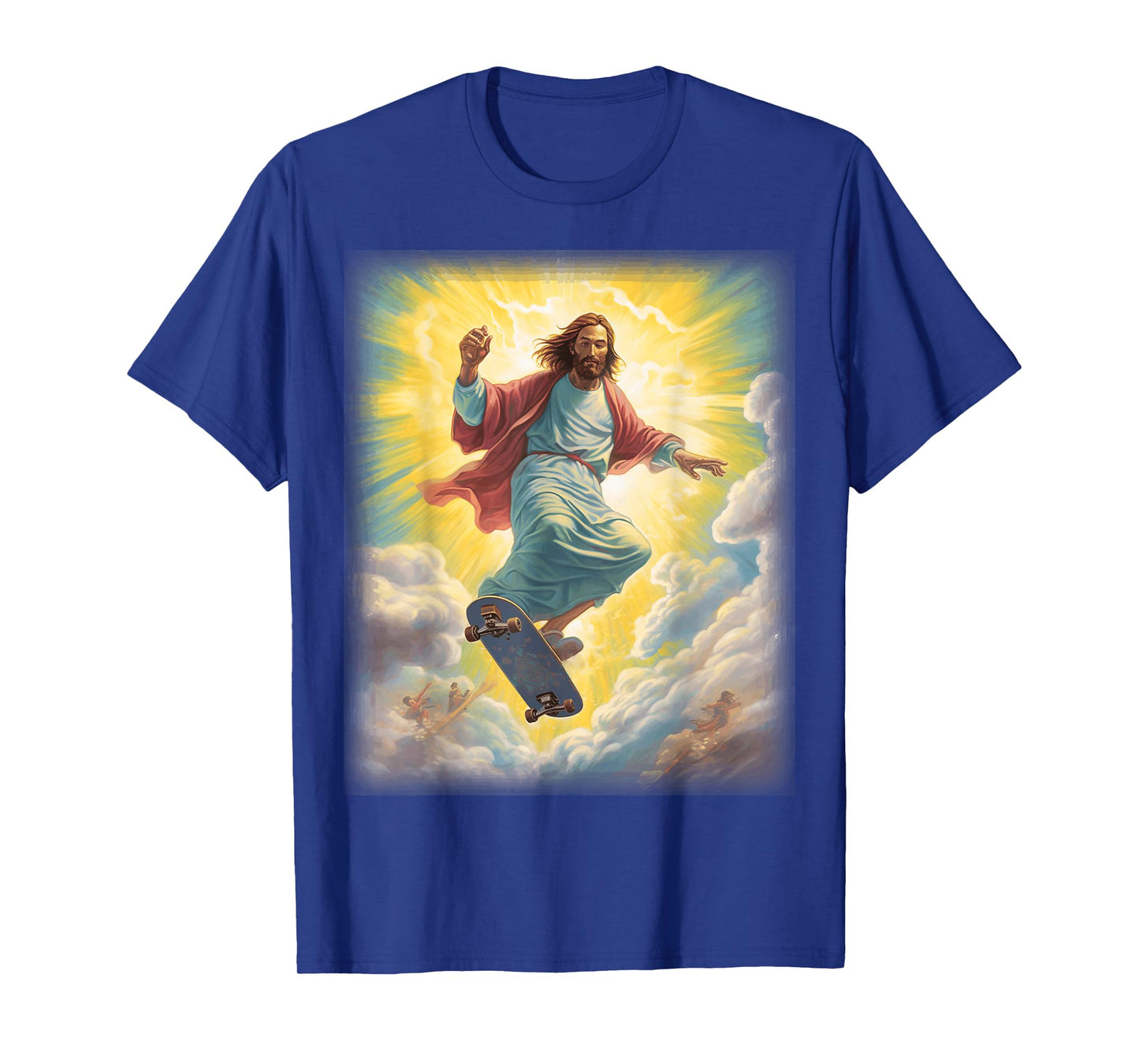 Halleluja Tees and Gifts Jesus Skateboarder Heaven Skateboard Christian Unisex-Adults Black Short Sleeve T-Shirt
