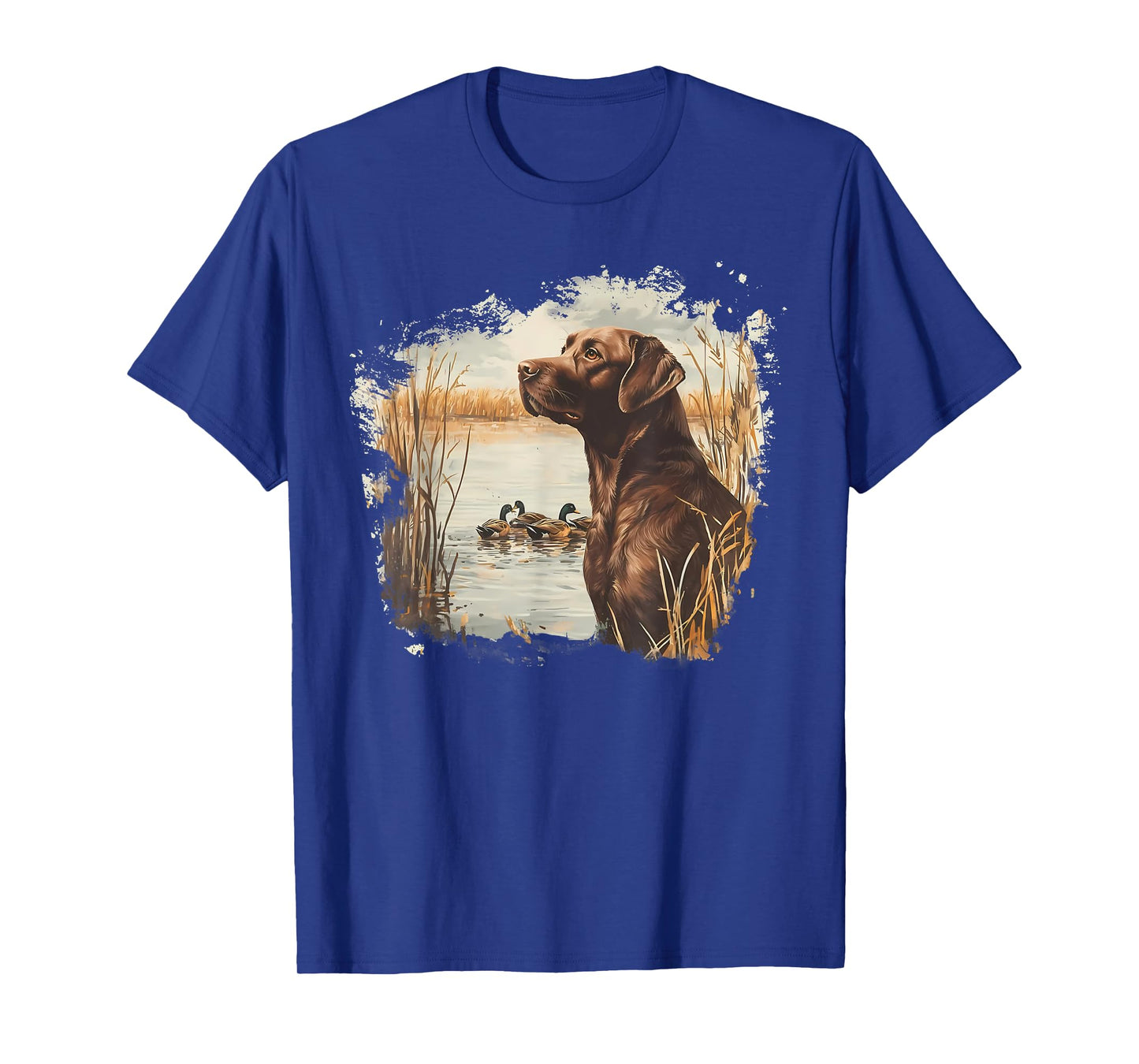 Retro Chocolate Lab Mallard Duck For Duck Hunting Men Dad T-Shirt