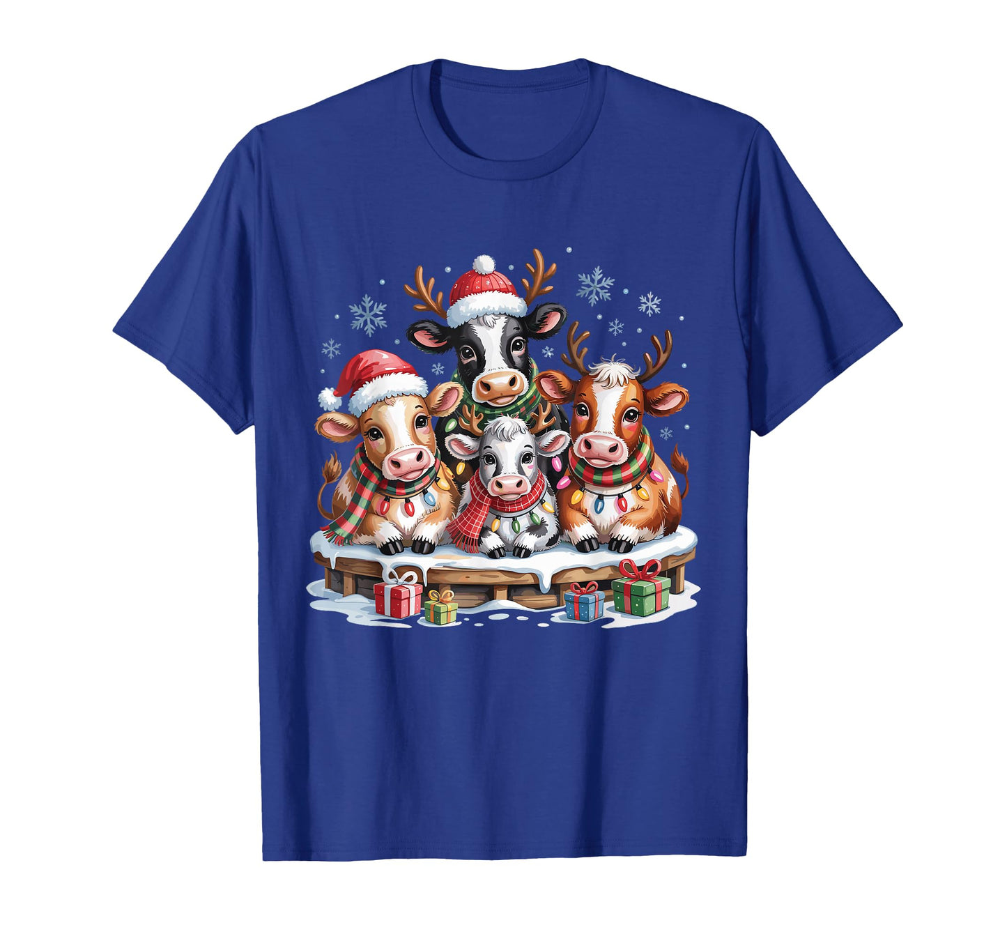 Cow Christmas Cute Farm Animal Lovers Funny Holiday Pajamas T-Shirt