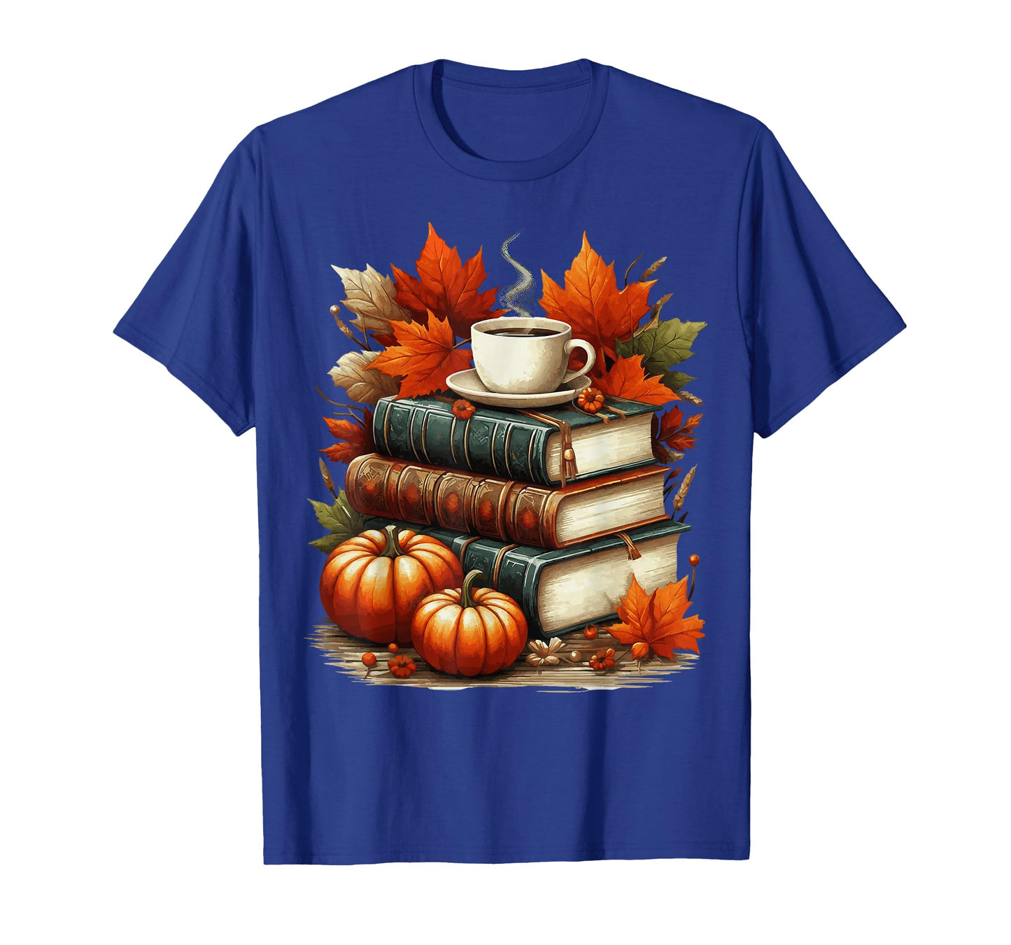 Vintage Autumn Books Coffee Pumpkin Fall Reading T-Shirt