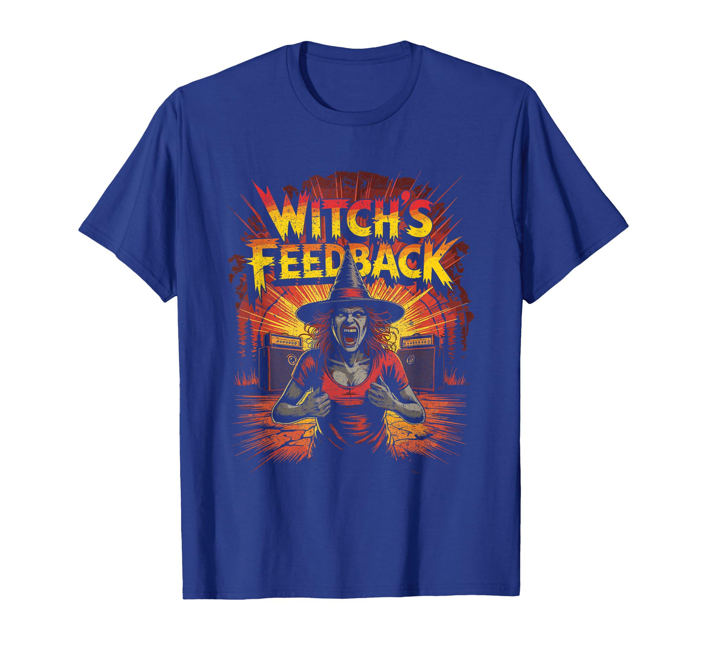 Screaming Witch Feedback with Amplifiers Spooky Halloween T-Shirt