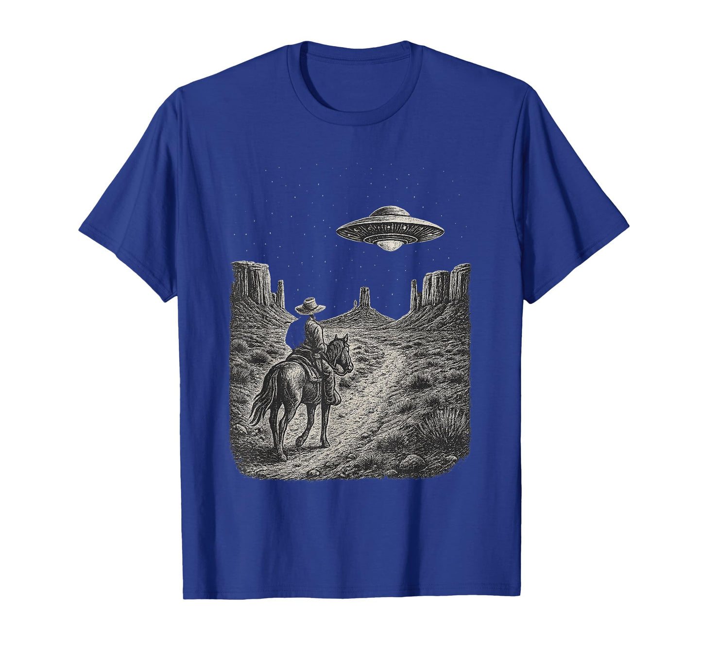 Vintage Western UFO Cowboy Alien Encounter Retro Country T-Shirt