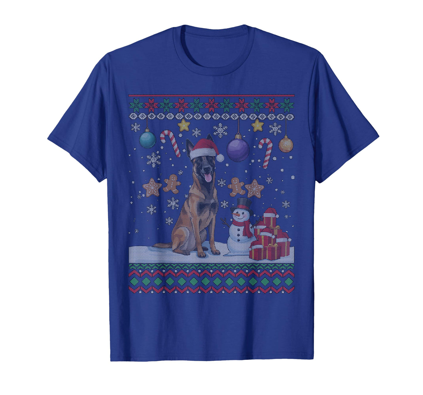 Belgian Malinois Dog Santa Happy Christmas Ugly Christmas T-Shirt