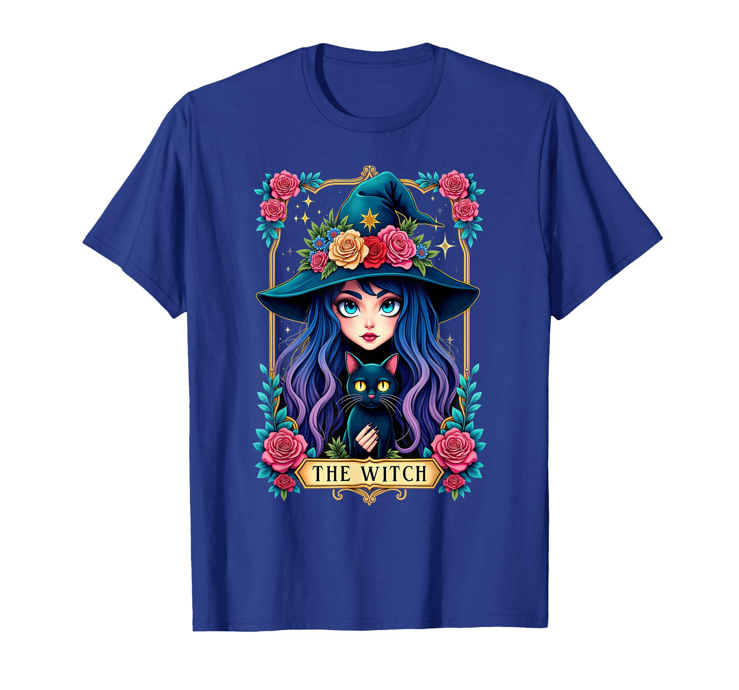 Gothic Tarot Card The Witch with Black Cat T-Shirt
