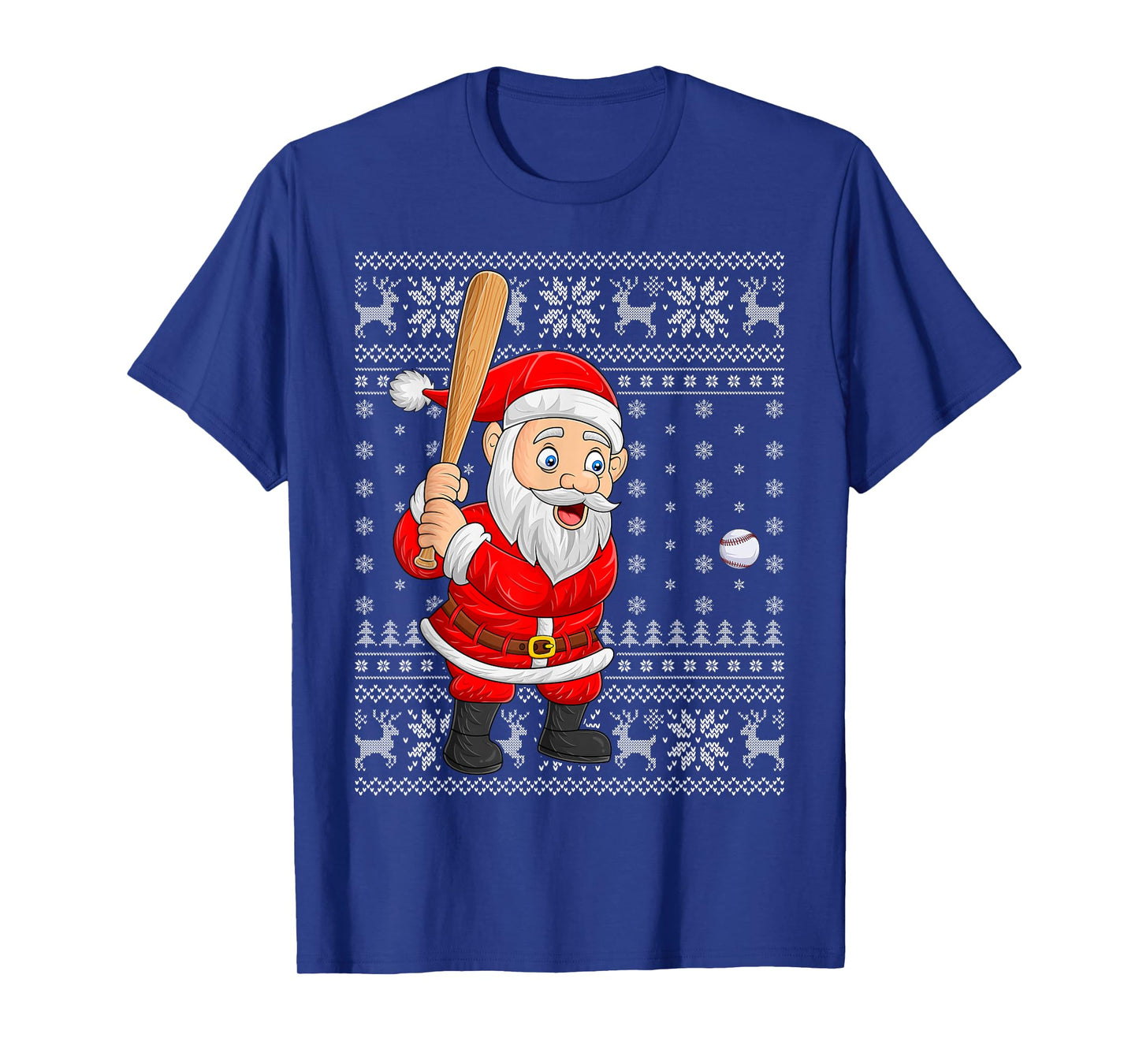 Santa Playing Baseball Ugly Christmas Sweaters Baseball Xmas T-Shirt