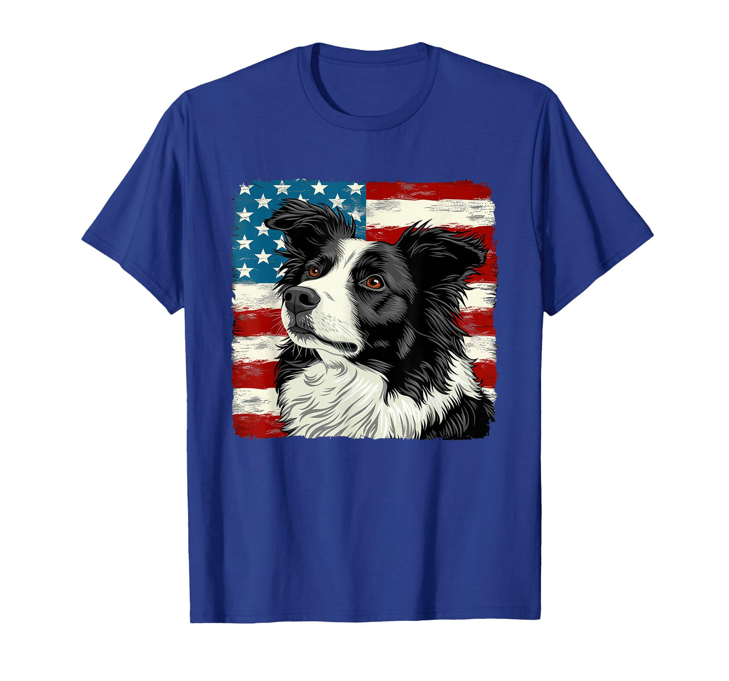 Border Collie Dog Patriotic 4th of July Gift Men Women T-Shirt
