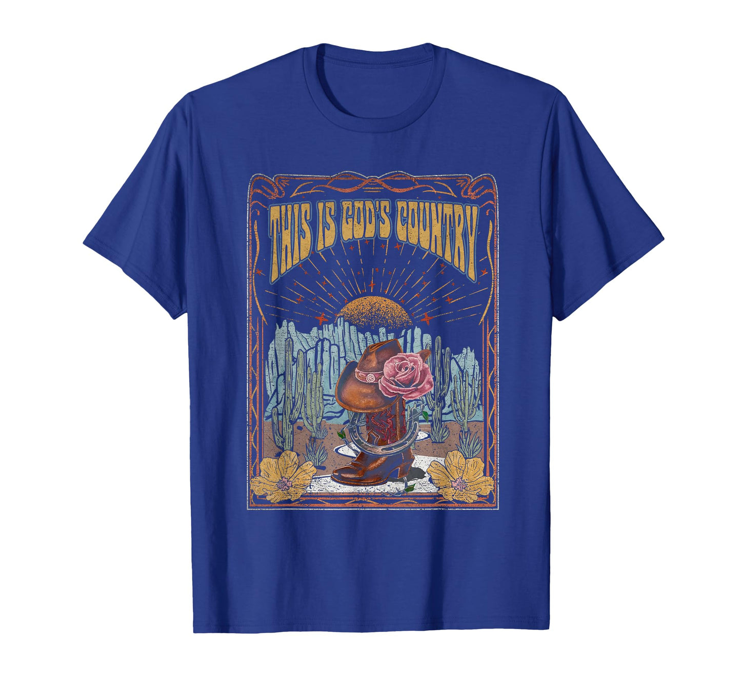 This Is God's Music Country Funny Cowboy Boots Rodeo Flowers T-Shirt