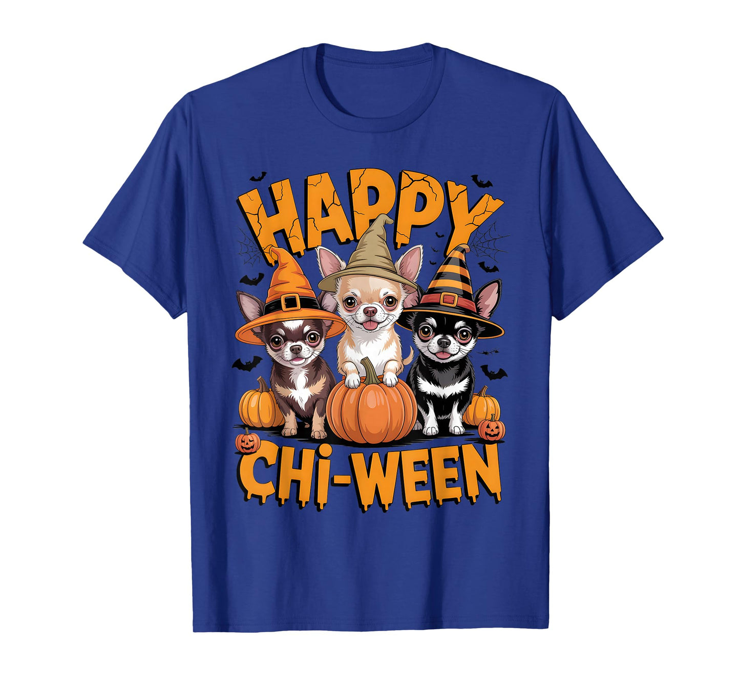 Happy Chi-Ween Chihuahua Dogs Funny Halloween Pumpkin Outfit T-Shirt